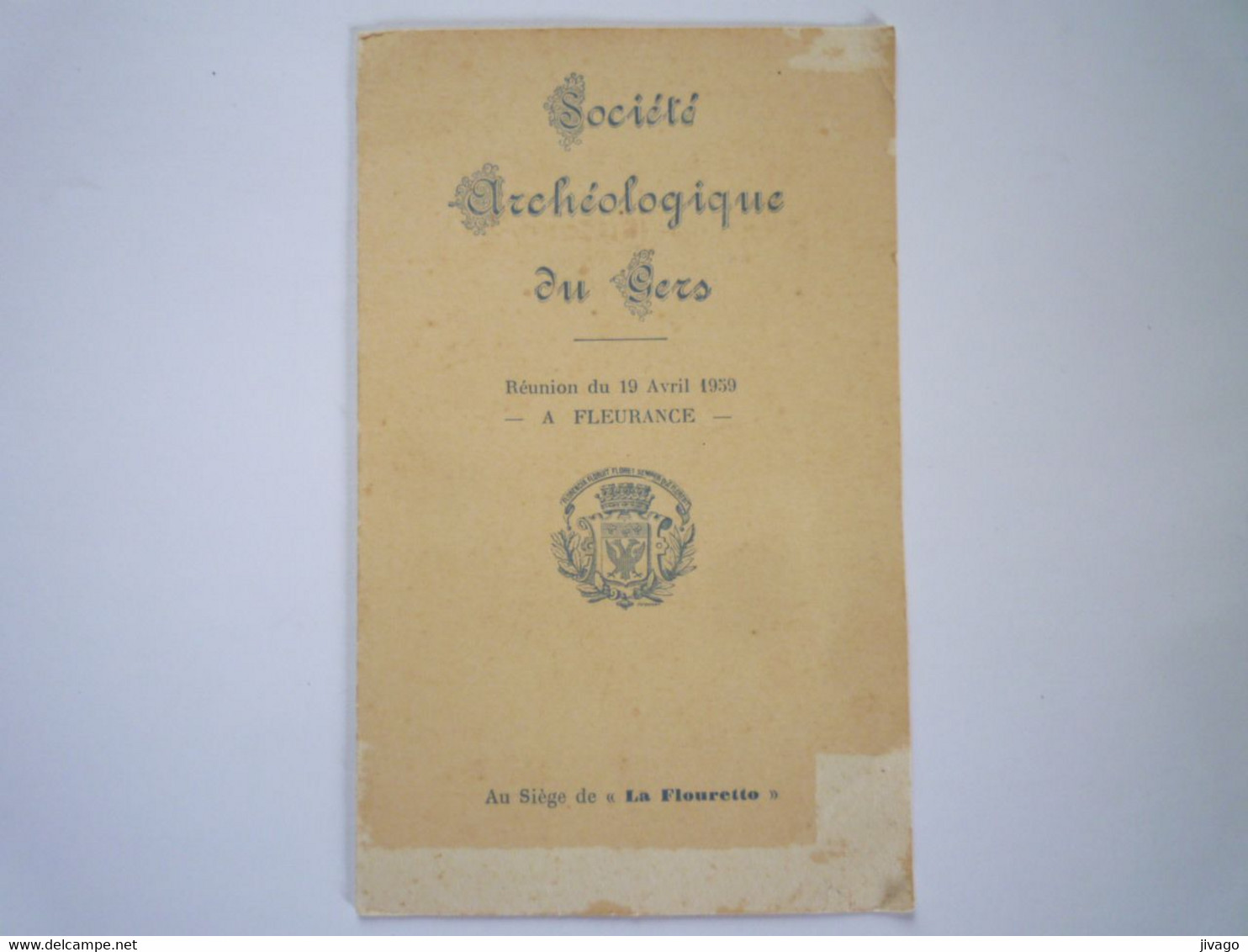 TI - 2022 - 298  Société Archéologique Du GERS  :  Réunion à FLEURANCE  -  MENU  1959  XXX - Non Classés