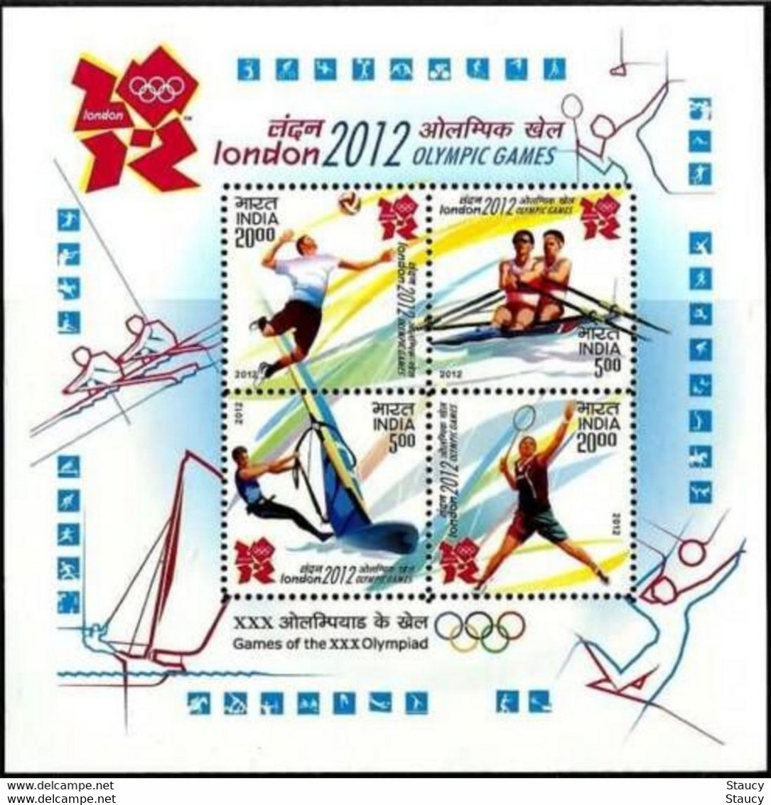 India 2012 Complete/ Full Set Of 6 Diff. Mini/ Miniature Sheets Year Pack Lighthouse Olympics Aviation Dargah MS MNH - Badminton