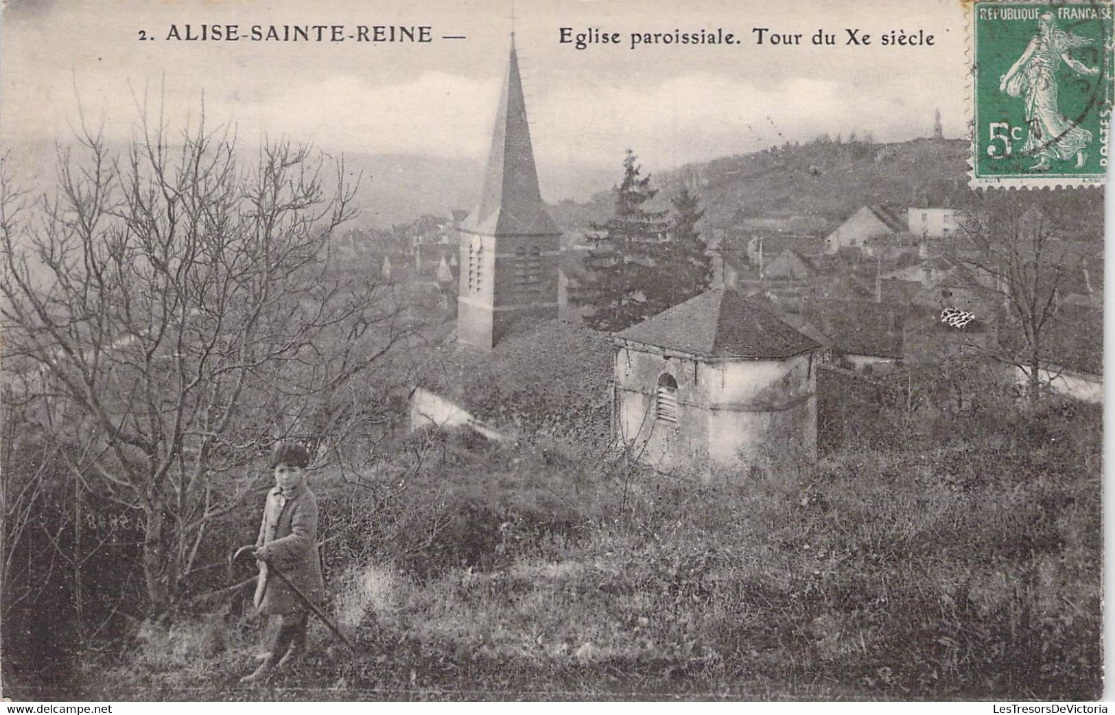 CPA - 21 - ALISE SAINTE REINE - Eglise Paroissiale - Tour Du Xe Siècle - Enfant Avec Une Canne - Bourgois Frères - Otros & Sin Clasificación