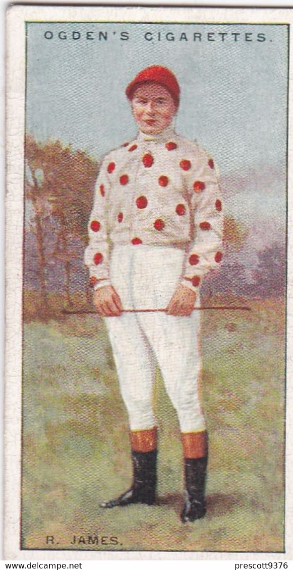 Jockeys 1930 - 24 R James  - Ogdens  Cigarette Card - Original - Sport - Horses - Ogden's