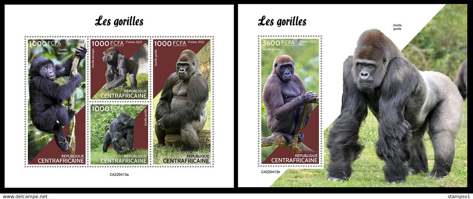 Central Africa  2022 Gorillas. (413) OFFICIAL ISSUE - Gorillas