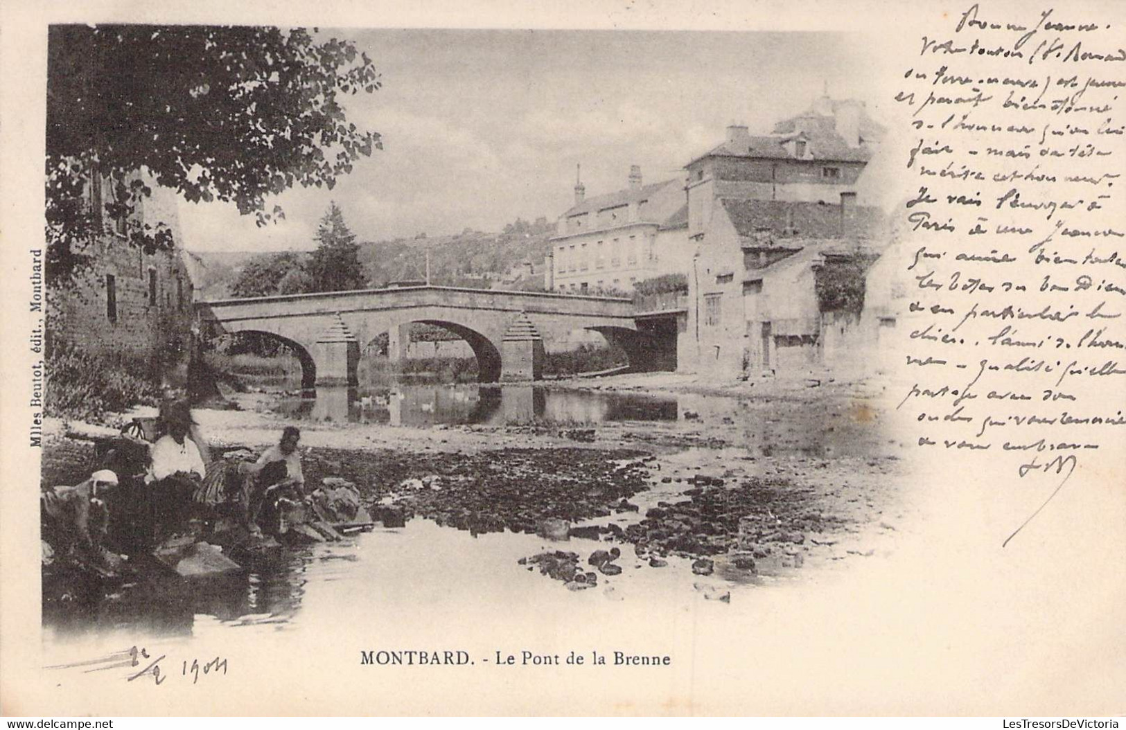 CPA - 21 - MONTBARD - Précurseur - Le Pont De La Brenne - Animée - Femmes Lavent Leurs Linges - REMIREMONT Oblitérée - Montbard