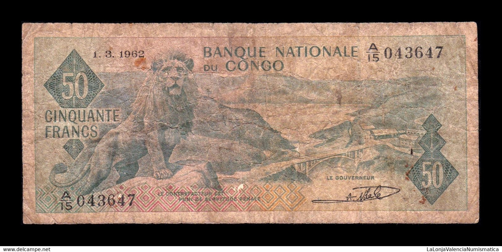 Congo 50 Francs 1962 Pick 5a BC- G - République Démocratique Du Congo & Zaïre