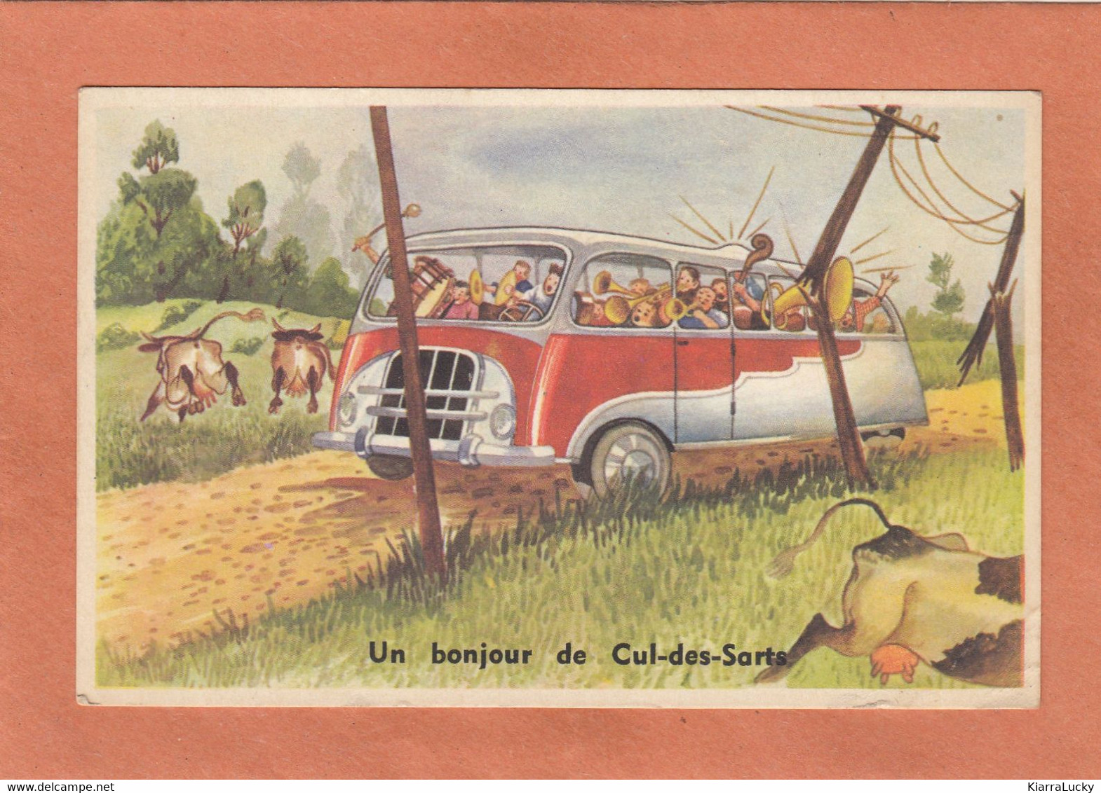 CUL-DES-SARTS CUL DES SARTS COUVIN - FANTAISIE - AUTOCAR AUTOBUS BUS CAR VACHE COW ORCHESTRE - ECRITE - Cul-des-Sarts