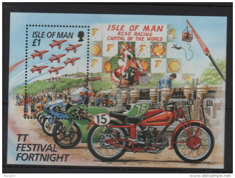 LOT 668 - ILE DE MAN    BF N° 28 **  MOTO Et AVIONS - Motos