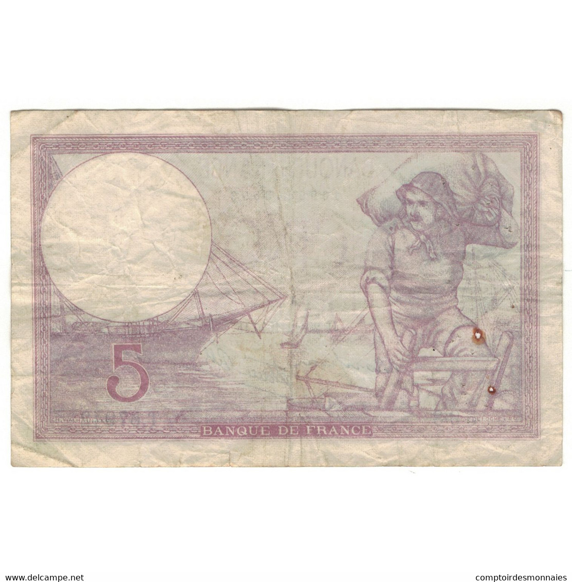 France, 5 Francs, Violet, 1940, T.67942, TB, Fayette:04.18, KM:83 - 5 F 1917-1940 ''Violet''