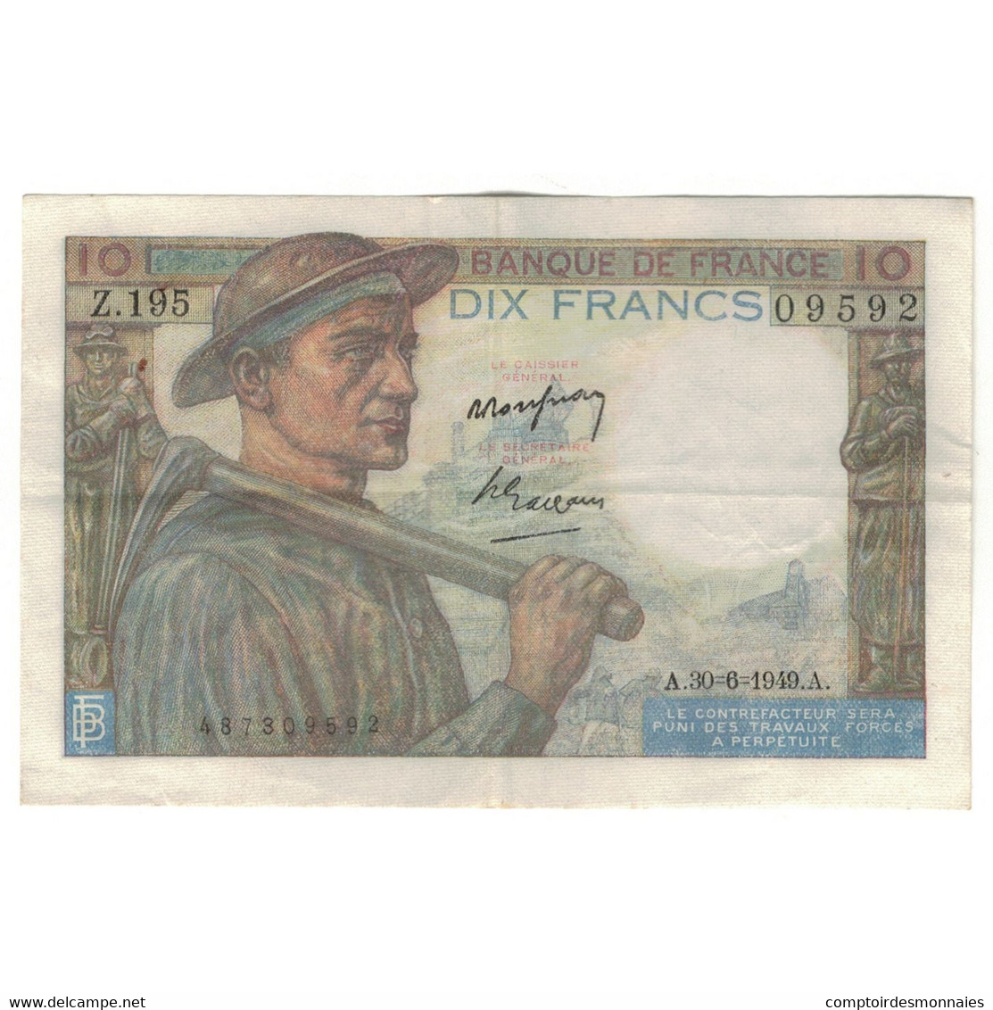 France, 10 Francs, Mineur, 1949, Z.195, TTB, Fayette:8.22, KM:99f - 10 F 1941-1949 ''Mineur''