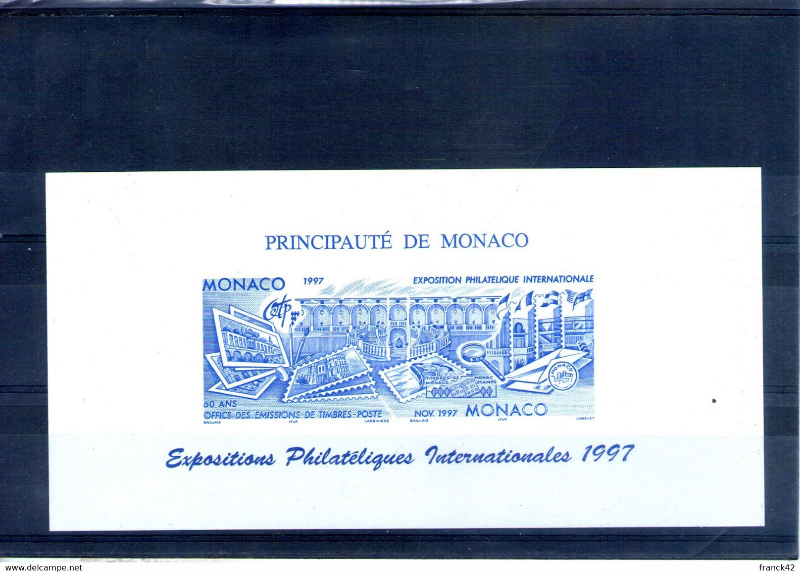 Monaco. épreuve De Couleur De L'exposition Philatélique Internationale 1997 - Lettres & Documents