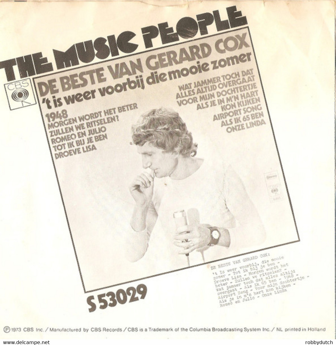 * 7" * GERARD COX - 'T IS WEER VOORBIJ DIE MOOIE ZOMER (Holland 1973) - Other - Dutch Music