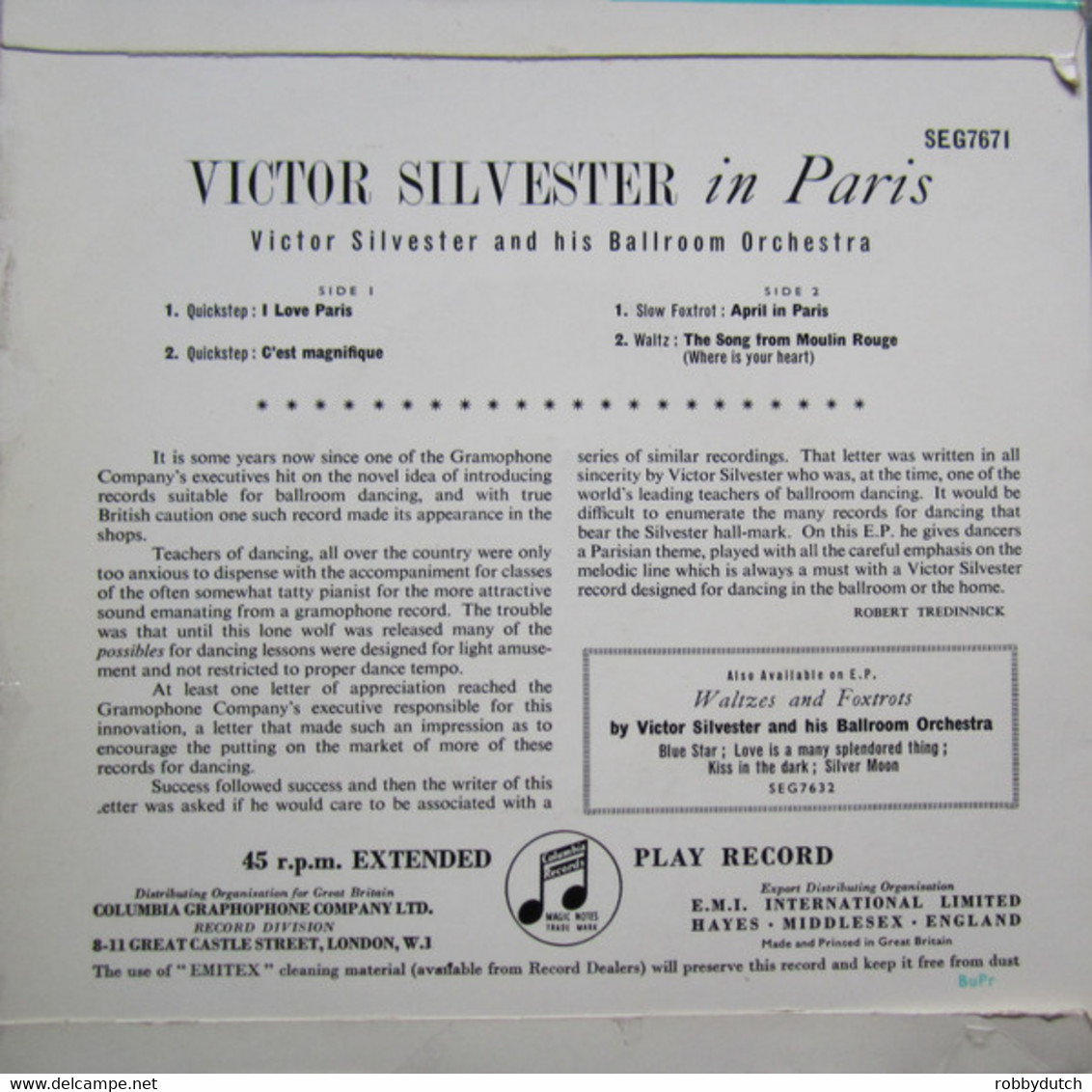 * 7" EP *  VICTOR SILVESTER IN PARIS - Instrumentaal