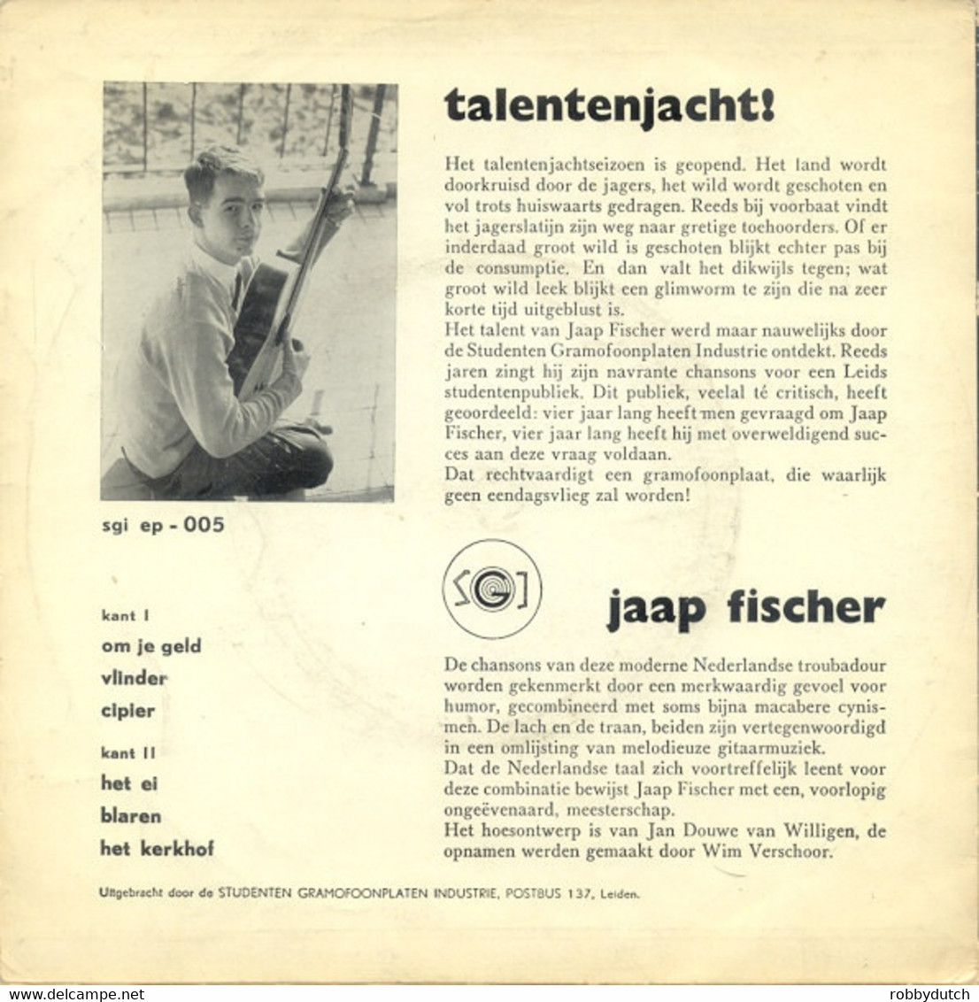 * 7" EP *  JAAP FISCHER - OM JE GELD (Holland 1963) - Autres - Musique Néerlandaise