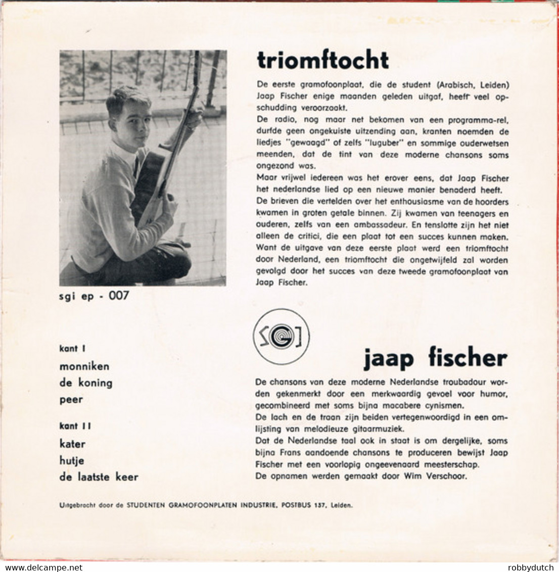 * 7" EP *  JAAP FISCHER - DE MONNIKEN (Holland 1963) - Otros - Canción Neerlandesa