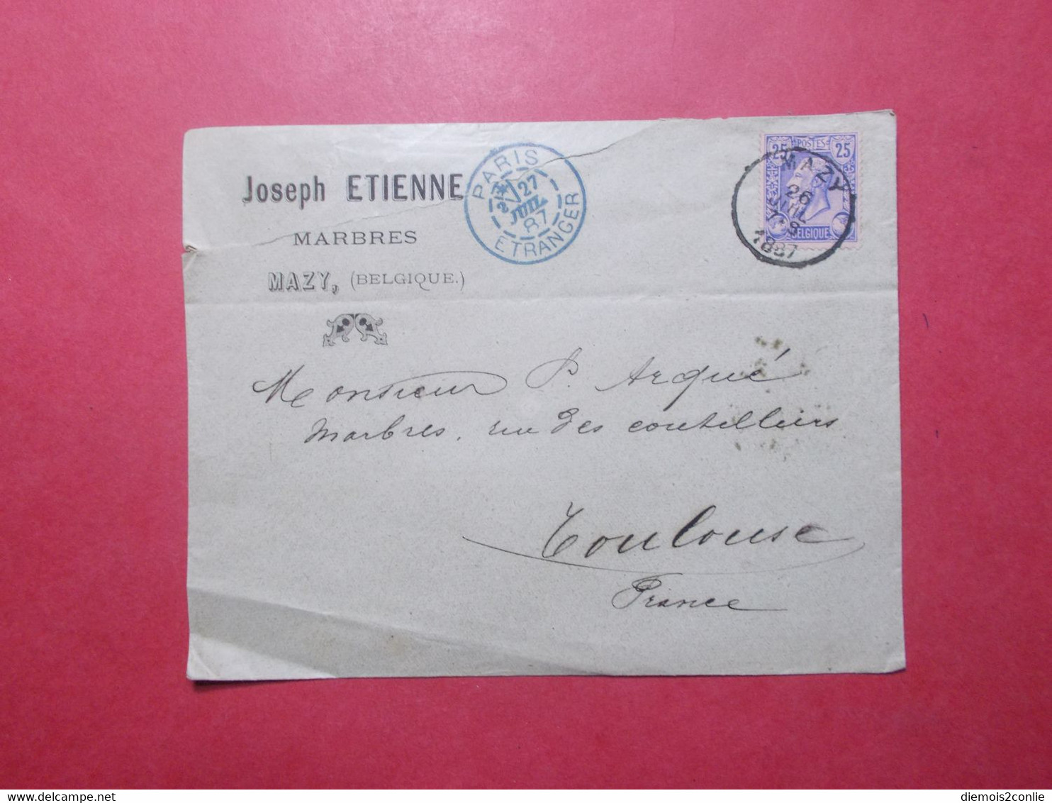 Marcophilie - BELGIQUE - Timbre Classique Sur Lettre Enveloppe + Paris Etranger 1887 (2740) - Doorgangstempels