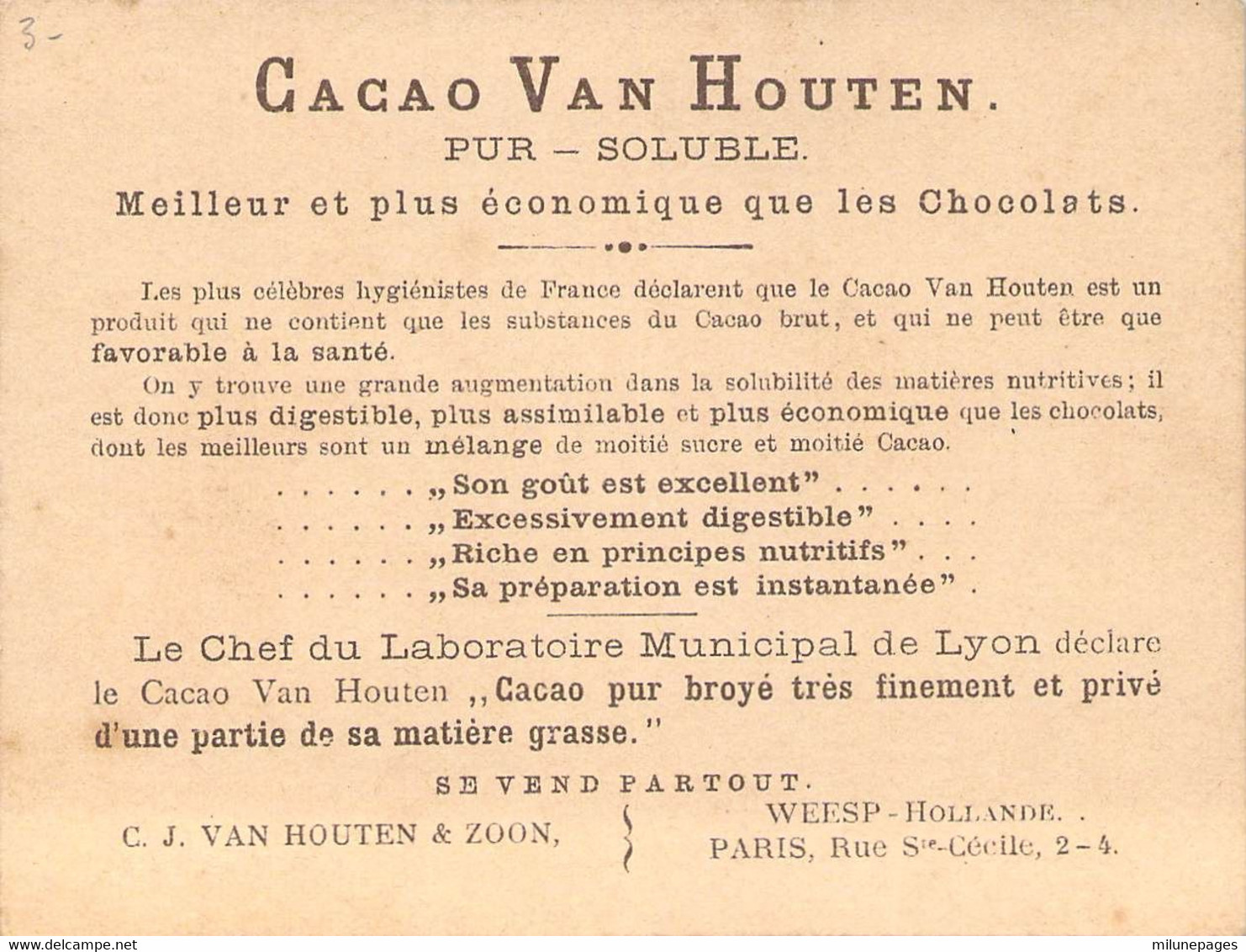 Chromo Bon-point Pour Le Cacao Van Houten Illustration D'une Dinette En Montagne - Van Houten