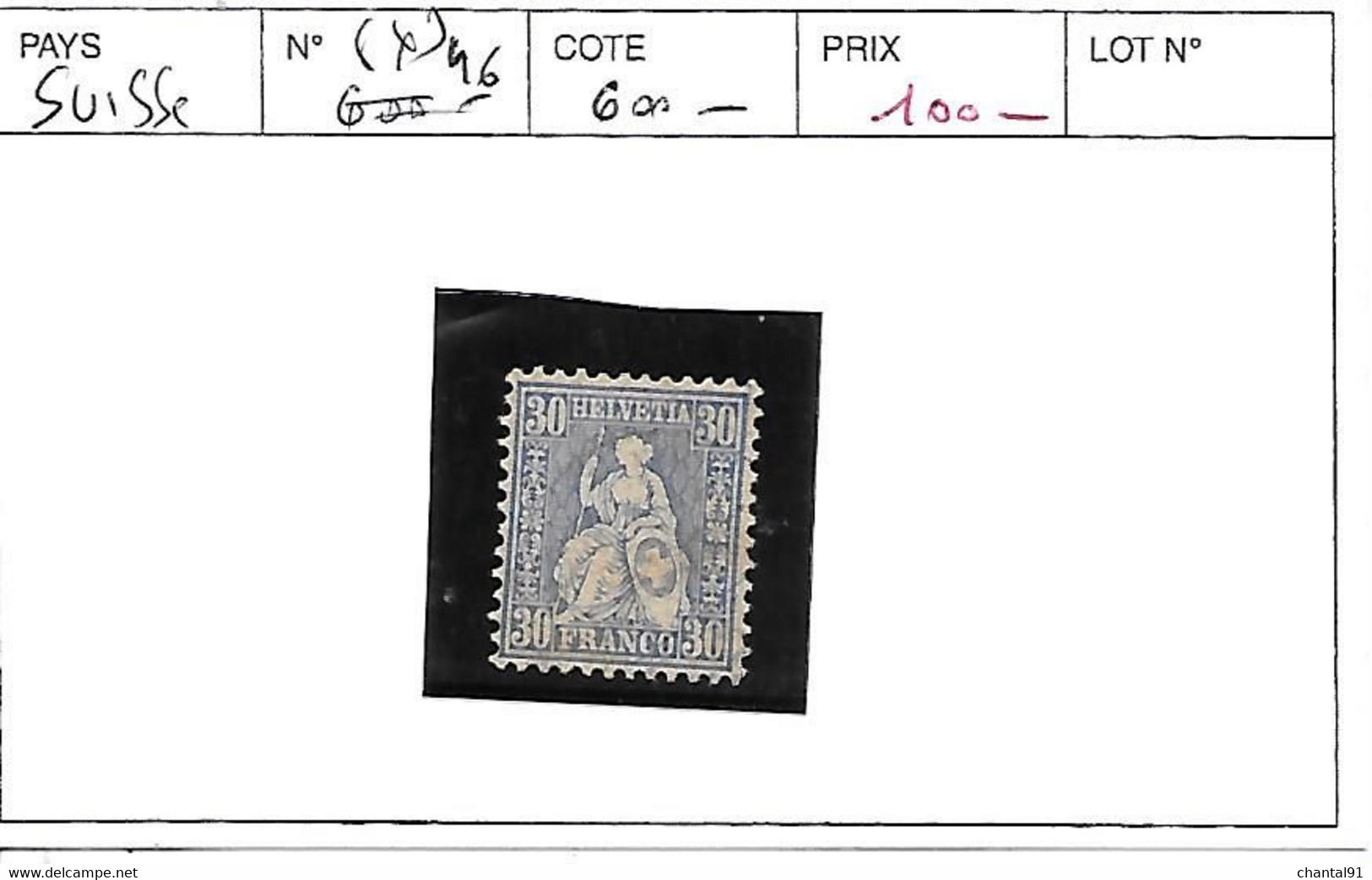 SUISSE N° 46 (*) - Unused Stamps