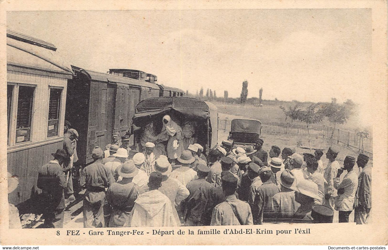 Carte Postale Ancienne Maroc - Gare De Tanger - Fez Départ De La Famille Abd El Krim Pour L' Exil - Fez (Fès)