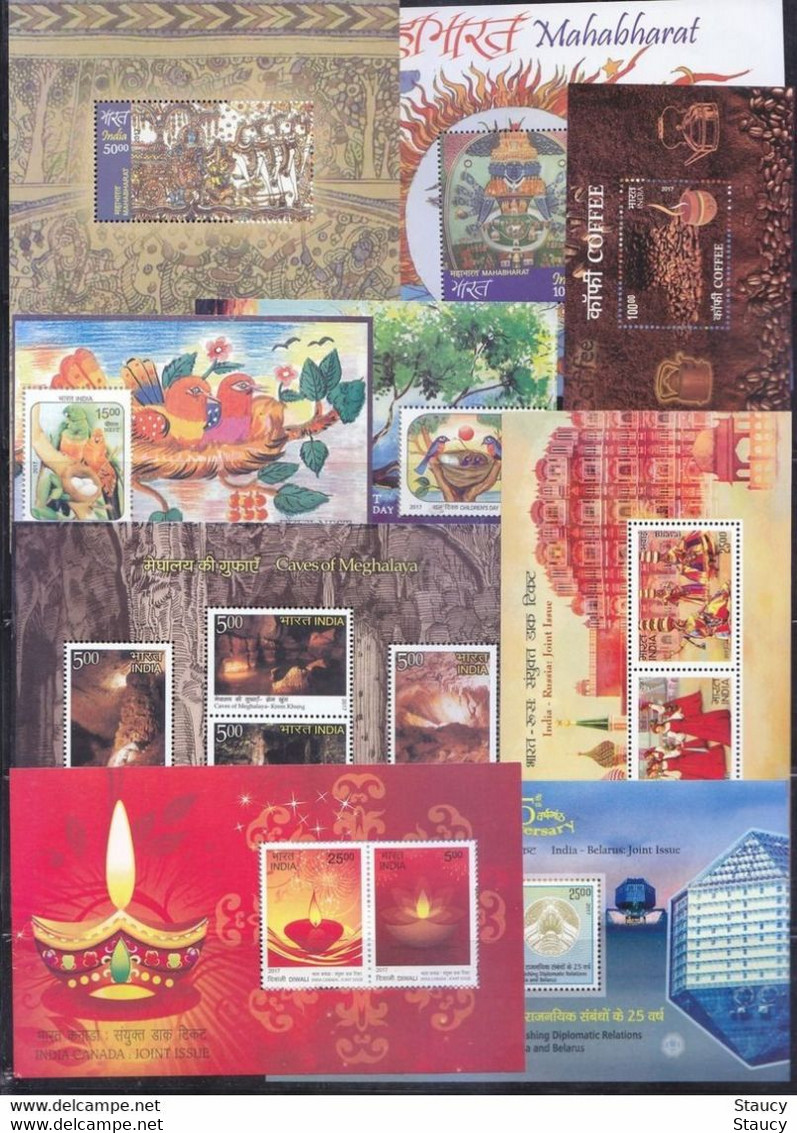 India 2017 Complete/ Full Set Of 29 Different Mini/ Miniature Sheets Year Pack MS MNH As Per Scan - Peacocks
