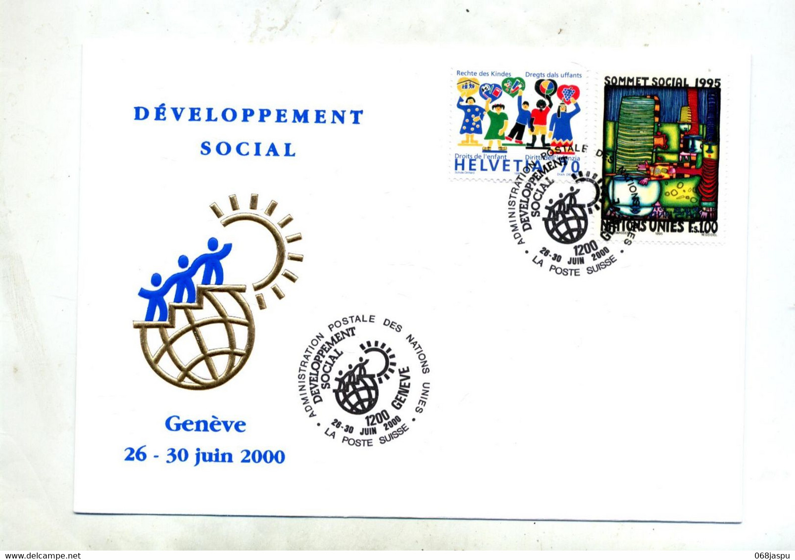 Lettre Cachet Geneve Developpement Social - Cartas & Documentos