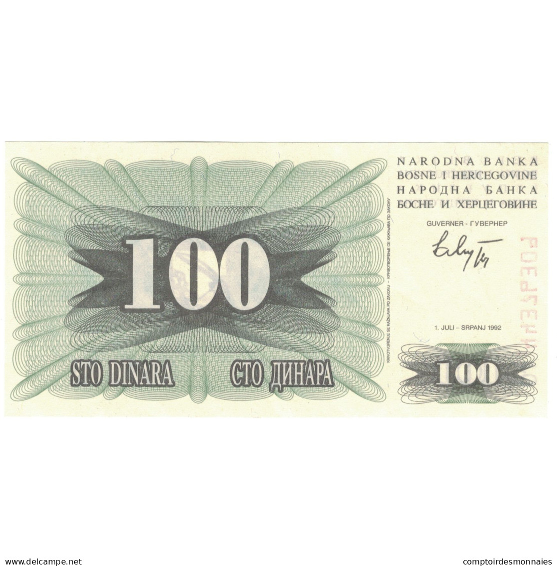 Billet, Bosnia - Herzegovina, 100 Dinara, 1992-1993, 1992-07-01, KM:13a, NEUF - Bosnia Erzegovina