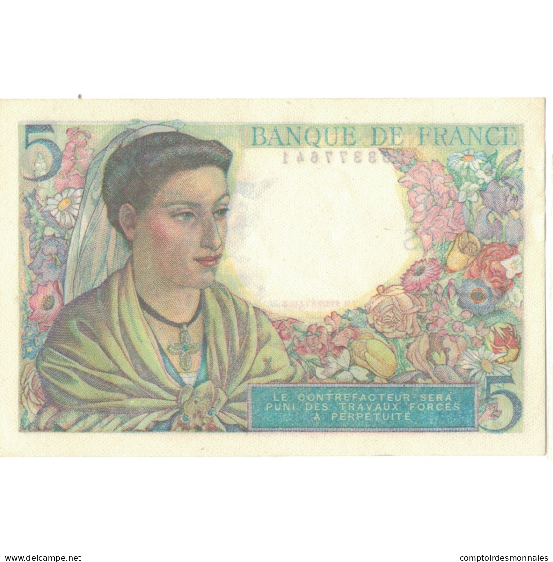 France, 5 Francs, Berger, 1945, J.122 77641, NEUF, Fayette:05.06, KM:98a - 5 F 1943-1947 ''Berger''