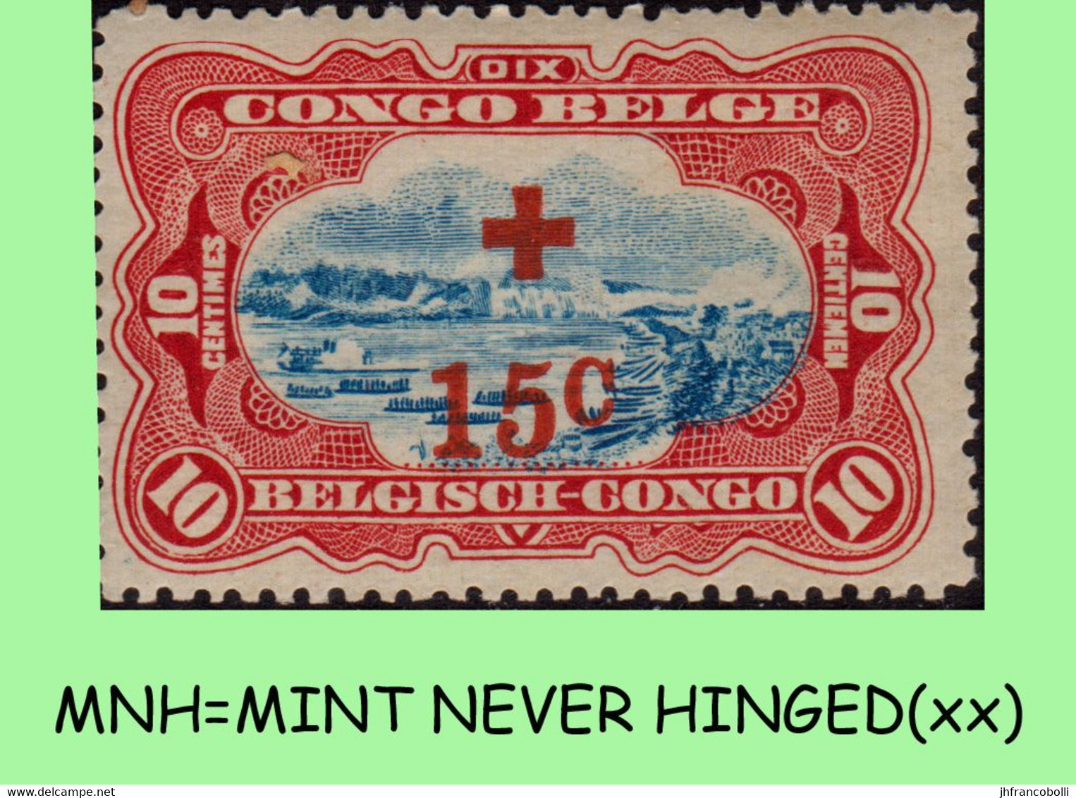 1918 ** BELGIAN CONGO / CONGO BELGE = COB 074 MNH RED CROSS RAPIDS : BLOC OF -4- STAMPS WITH ORIGINAL GUM - Blocks & Sheetlets
