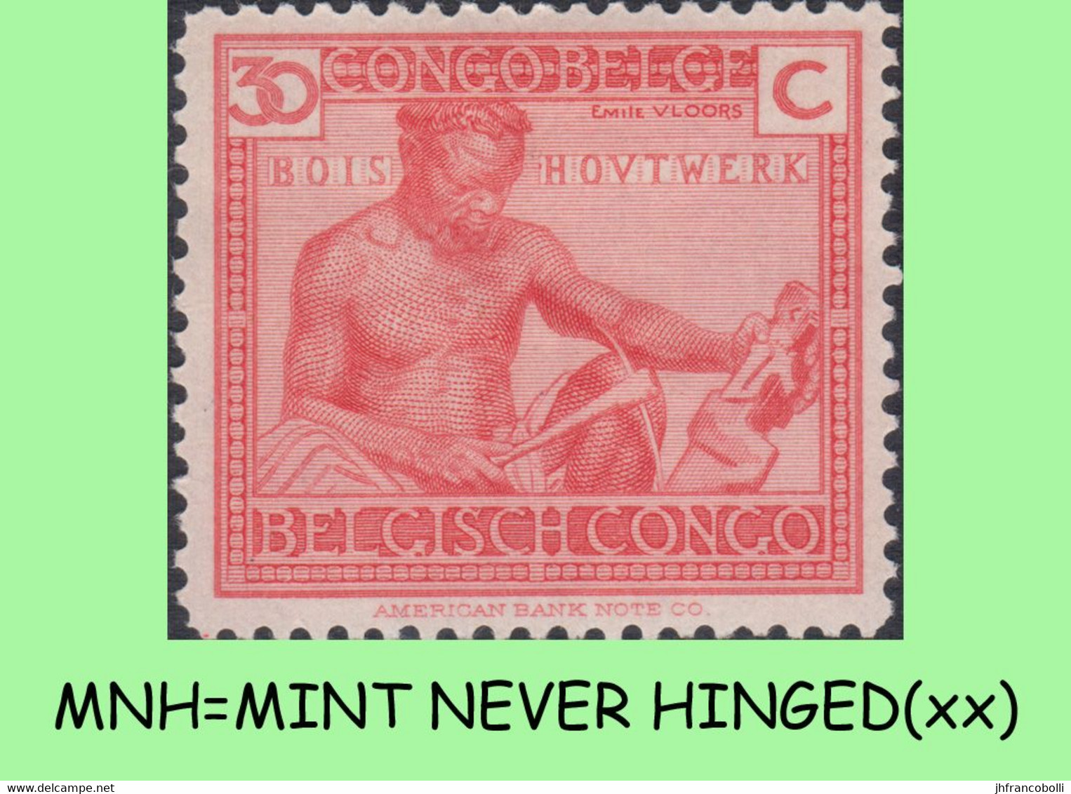 1923 ** BELGIAN CONGO / CONGO BELGE = COB 111 MNH PINK WOOD CARVING VLOORS -1-  : BLOC OF -4- STAMPS WITH ORIGINAL GUM - Blocks & Sheetlets