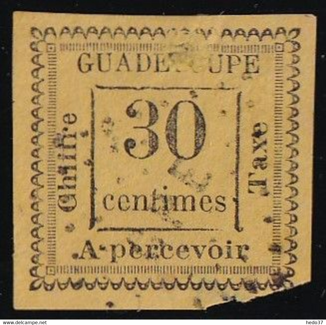 Guadeloupe Taxe N°10 - Oblitéré - Pelurage - B - Segnatasse