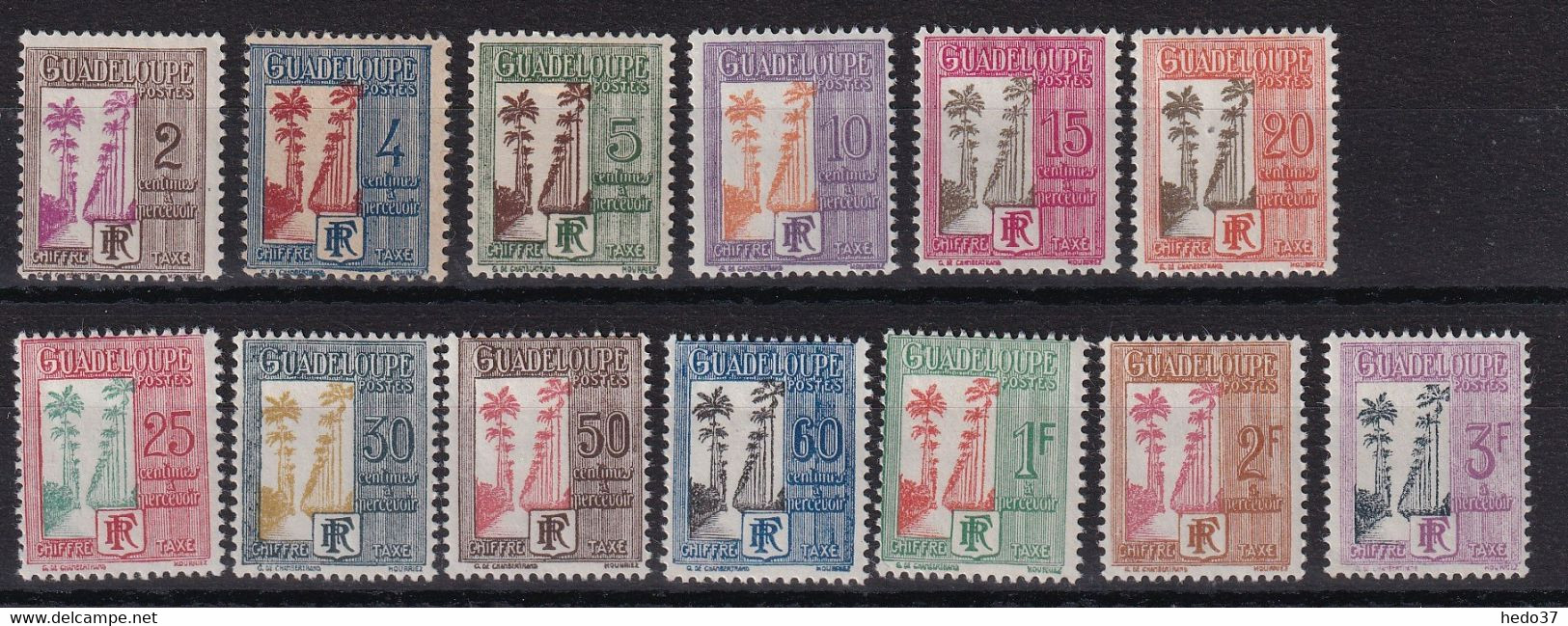 Guadeloupe Taxe N°25/37 - Neuf * Avec Charnière - TB - Postage Due