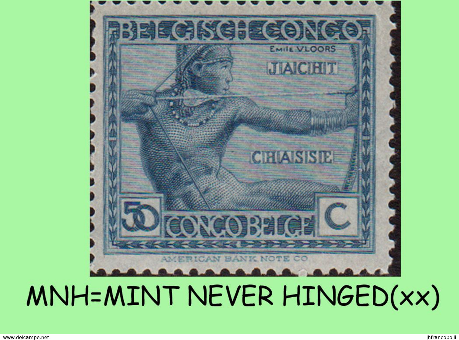 1923 ** BELGIAN CONGO / CONGO BELGE = COB 112 MNH BLUE HUNTING VLOORS -1-  : BLOC OF -4- STAMPS WITH ORIGINAL GUM - Blocks & Kleinbögen