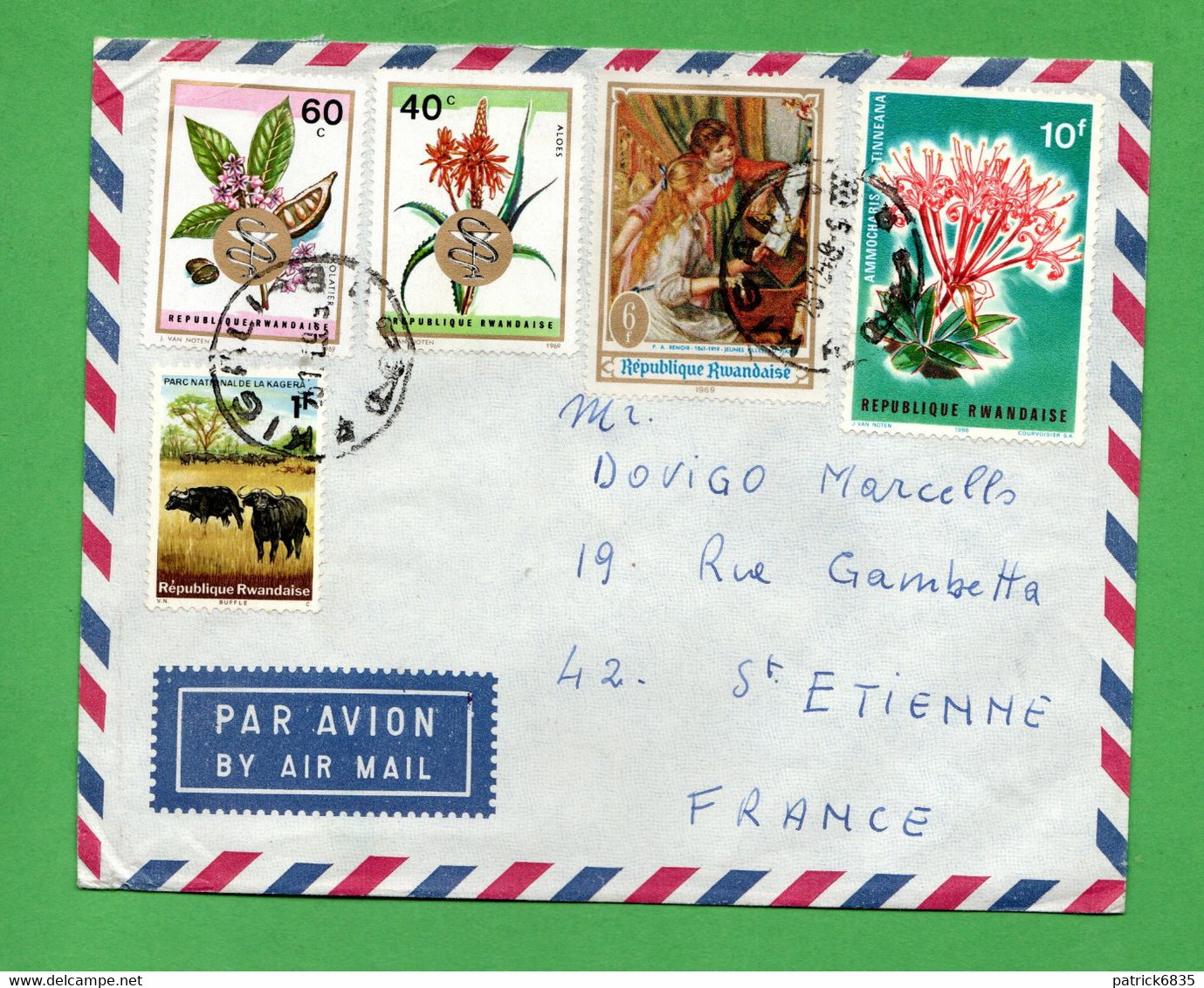 RWANDA - Lettera Per La Francia 1969 - Brieven En Documenten