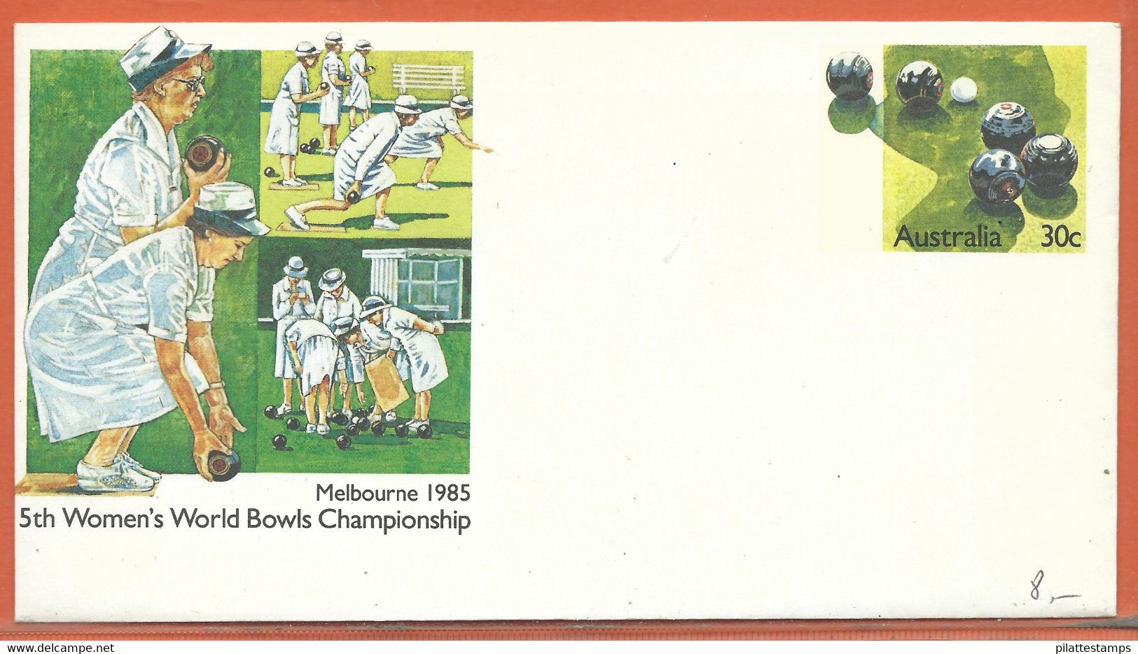 SPORT BOWLING AUSTRALIE ENTIER POSTAL DE 1985 - Pétanque