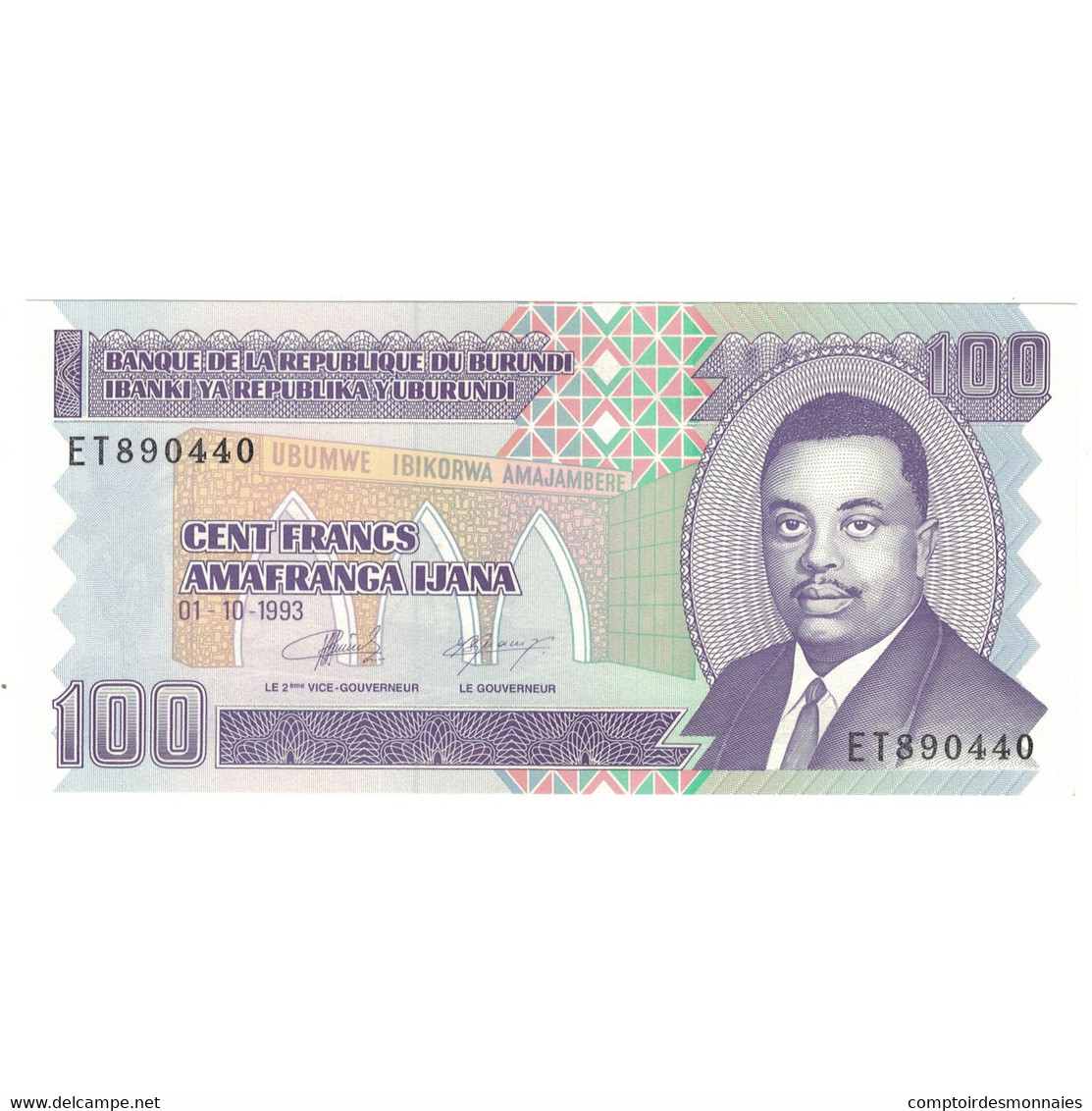 Billet, Burundi, 100 Francs, 1993, 1993-10-01, KM:37a, NEUF - Burundi