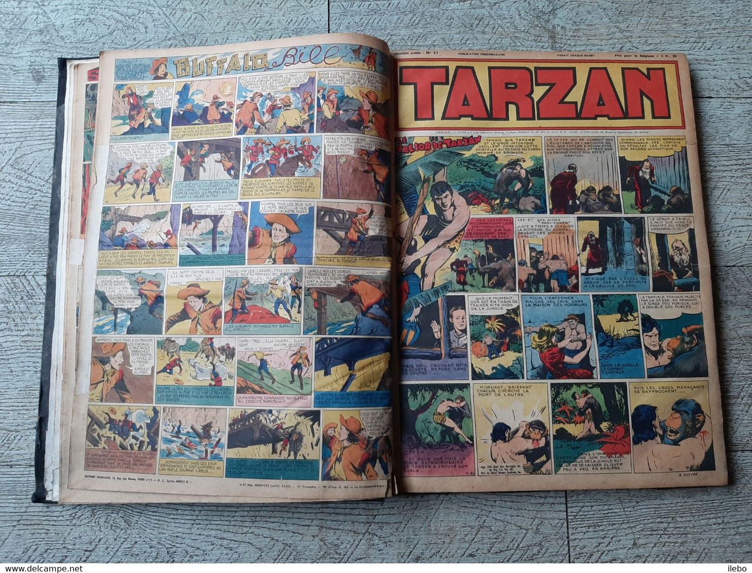 Reliure Tarzan Le Grand Magazine D'aventures 1947 La Chauve Souris Brantone Bande Dessinée Giffey N°40 Au 67 - Tarzan