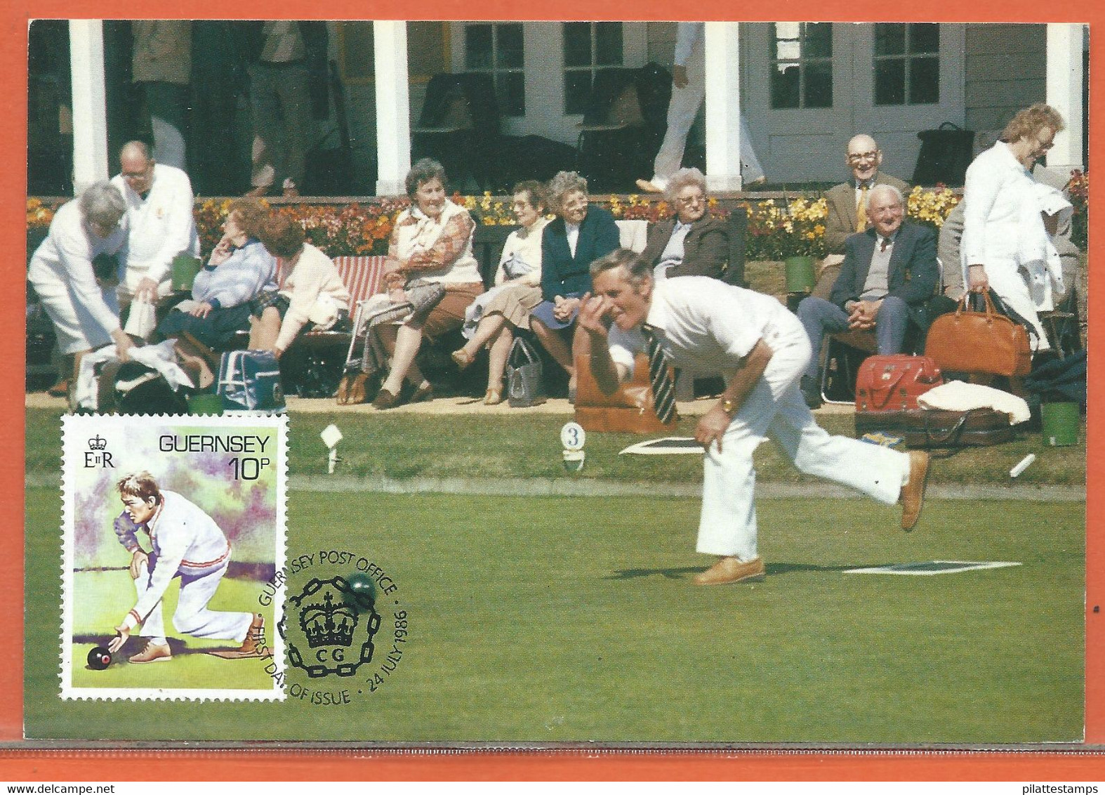 SPORT PETANQUE GUERNESEY CARTE MAXIMUM FDC DE 1986 - Boule/Pétanque