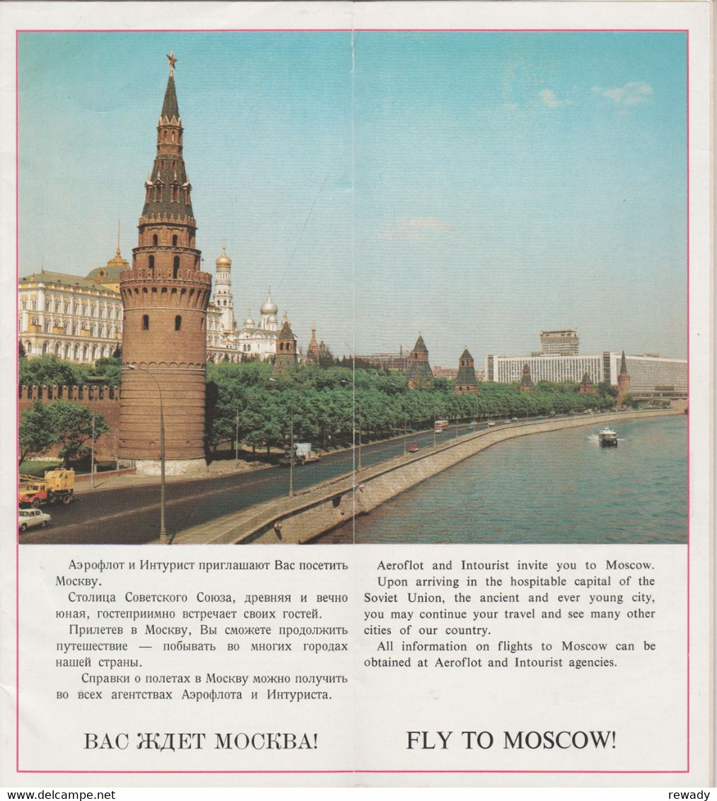 AEROFLOT / Soviet Airlines - Timetable - Fly To Moscow (1971) - Publicités