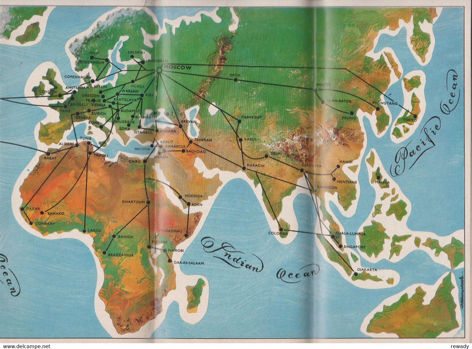 AEROFLOT / Soviet Airlines - Timetable - Fly To Moscow (1971) - Advertenties