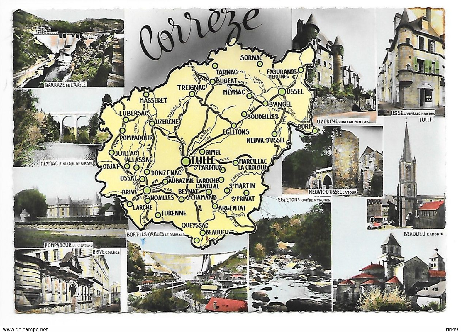 Cpsm, 23 Corrèze,  CARTE ROUTIERE, Multi-vues - Autres & Non Classés