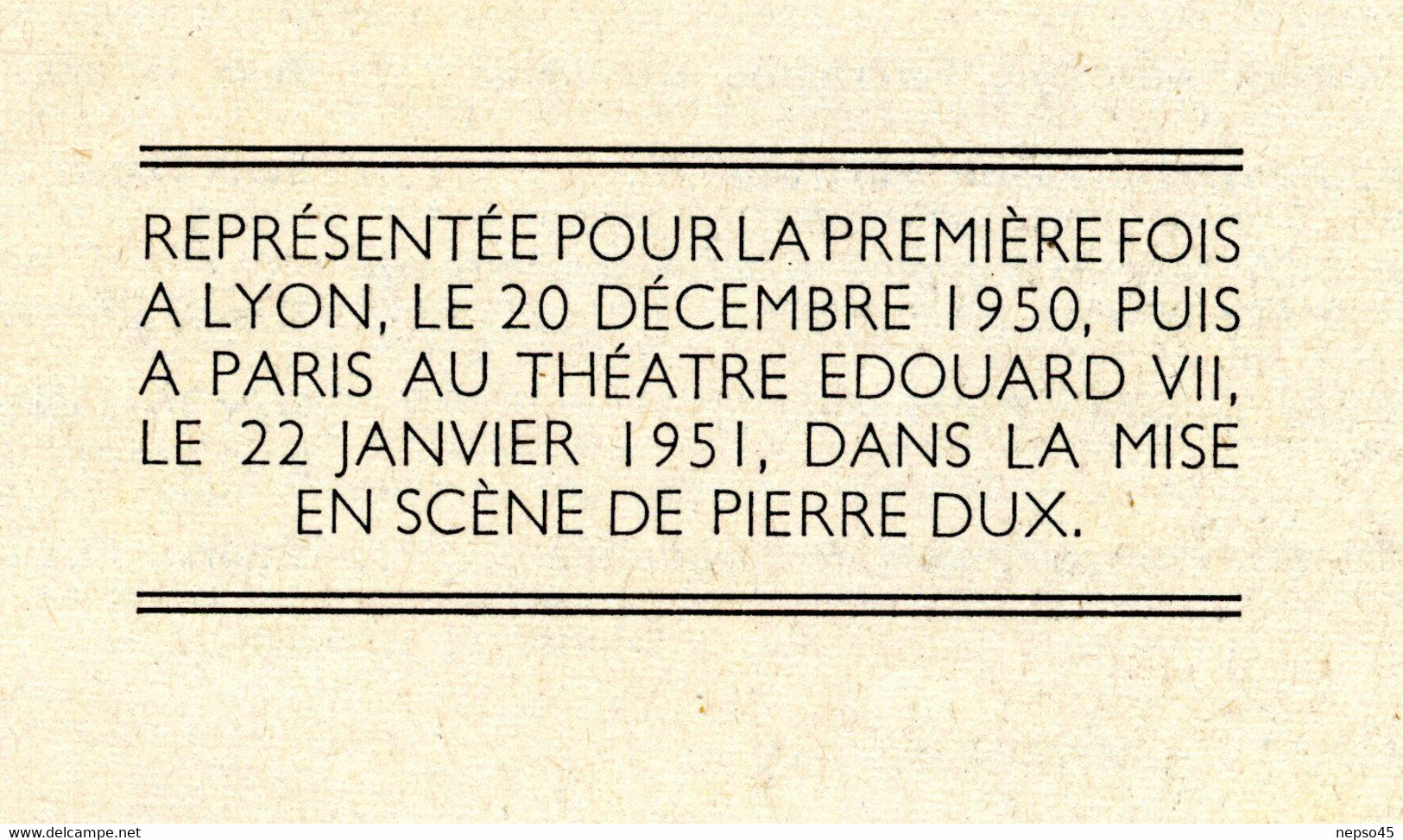 Revue Paris-Théâtre Edouard VII.Pièces l'île heureuse et l'Empereur de Chine de Jean-Pierre Aumont.Texte intégral.