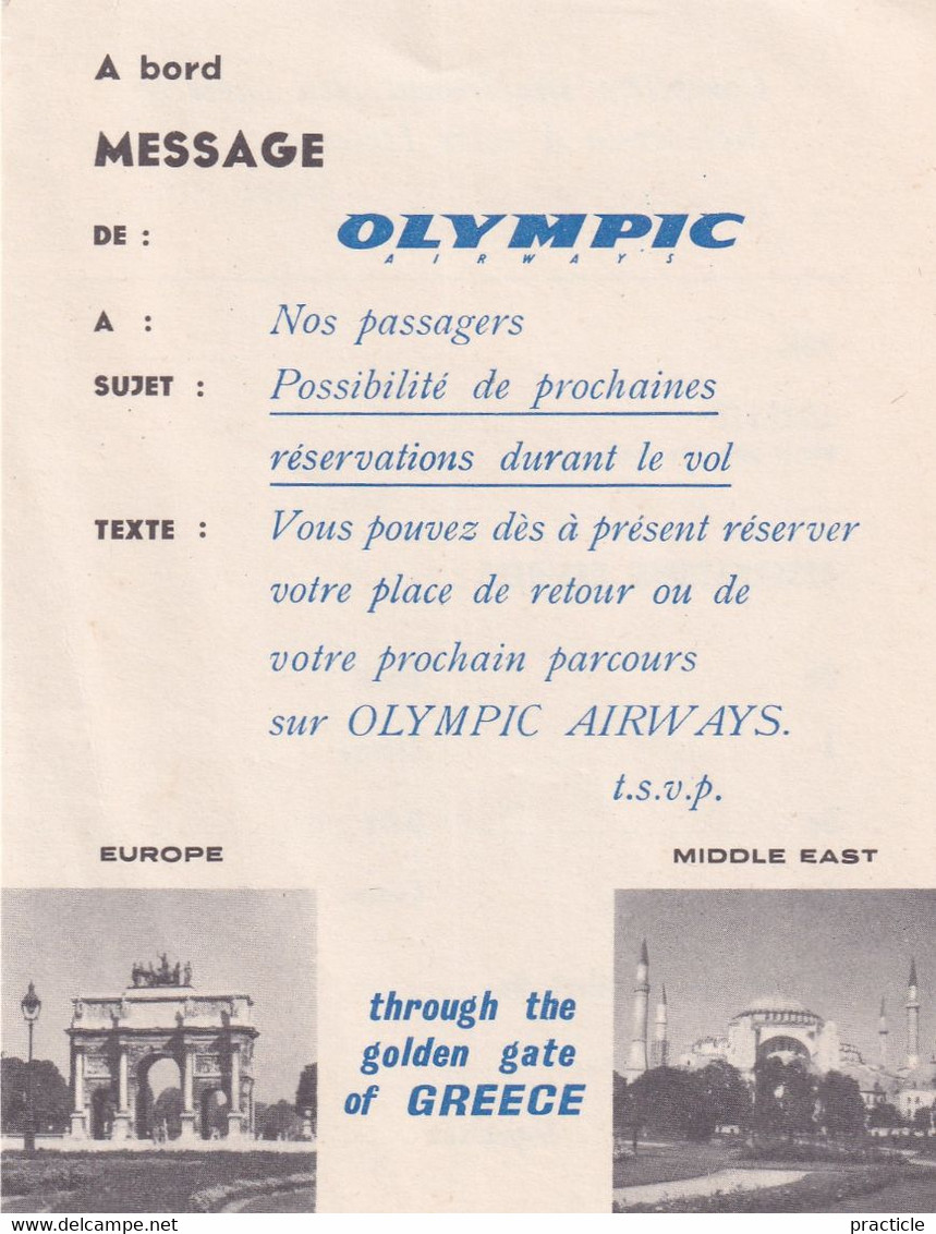 2415 Olympic Airways On Board Message - Werbung