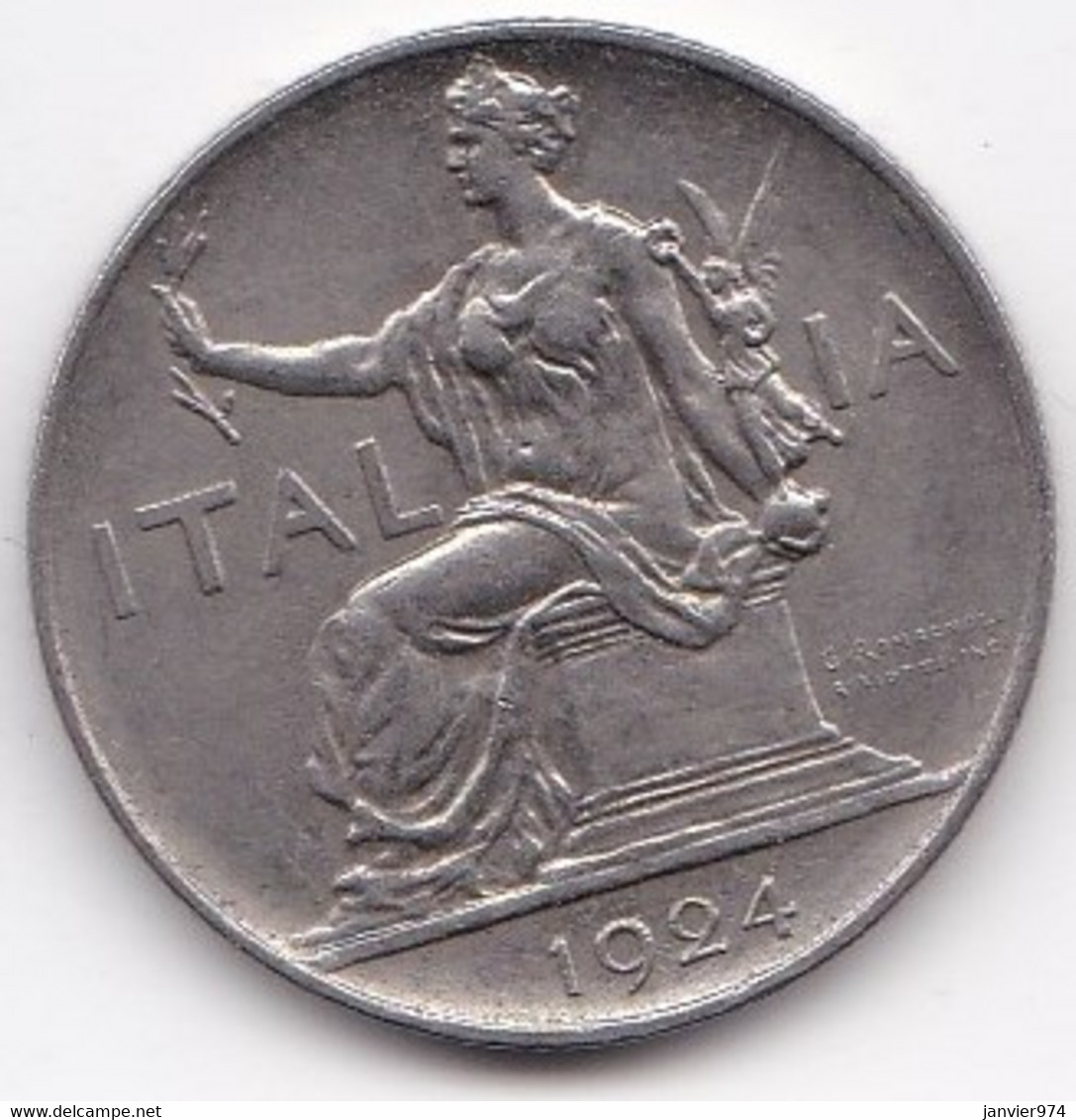 Italie Buono Da 1 Lire 1924 Vittorio Emmanuel III , En Nickel , KM# 62 - 1900-1946 : Victor Emmanuel III & Umberto II