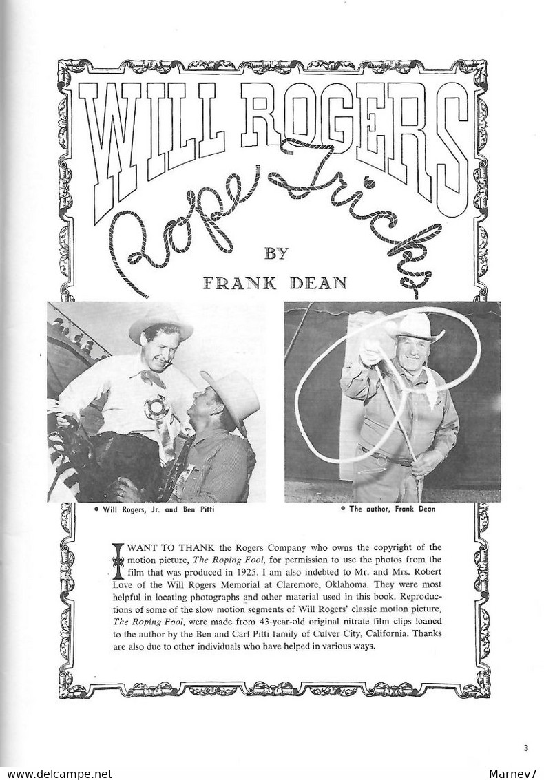 Revue En Anglais - WILL ROGERS - Rope Trick - By Frank Dean -  Western Horseman - 1969 - 1950-Heute