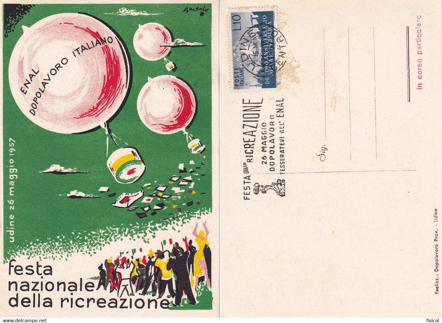 1957 - ENAL - Festa Nazionale Della Ricreazione - Cartolina - Vakbonden