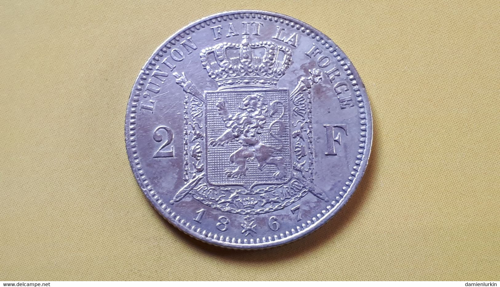 BELGIQUE LEOPOLD II SUPERBE 2 FRANCS 1867 ARGENT  COTES : 40€-160€-625€-1000€ - 2 Francs