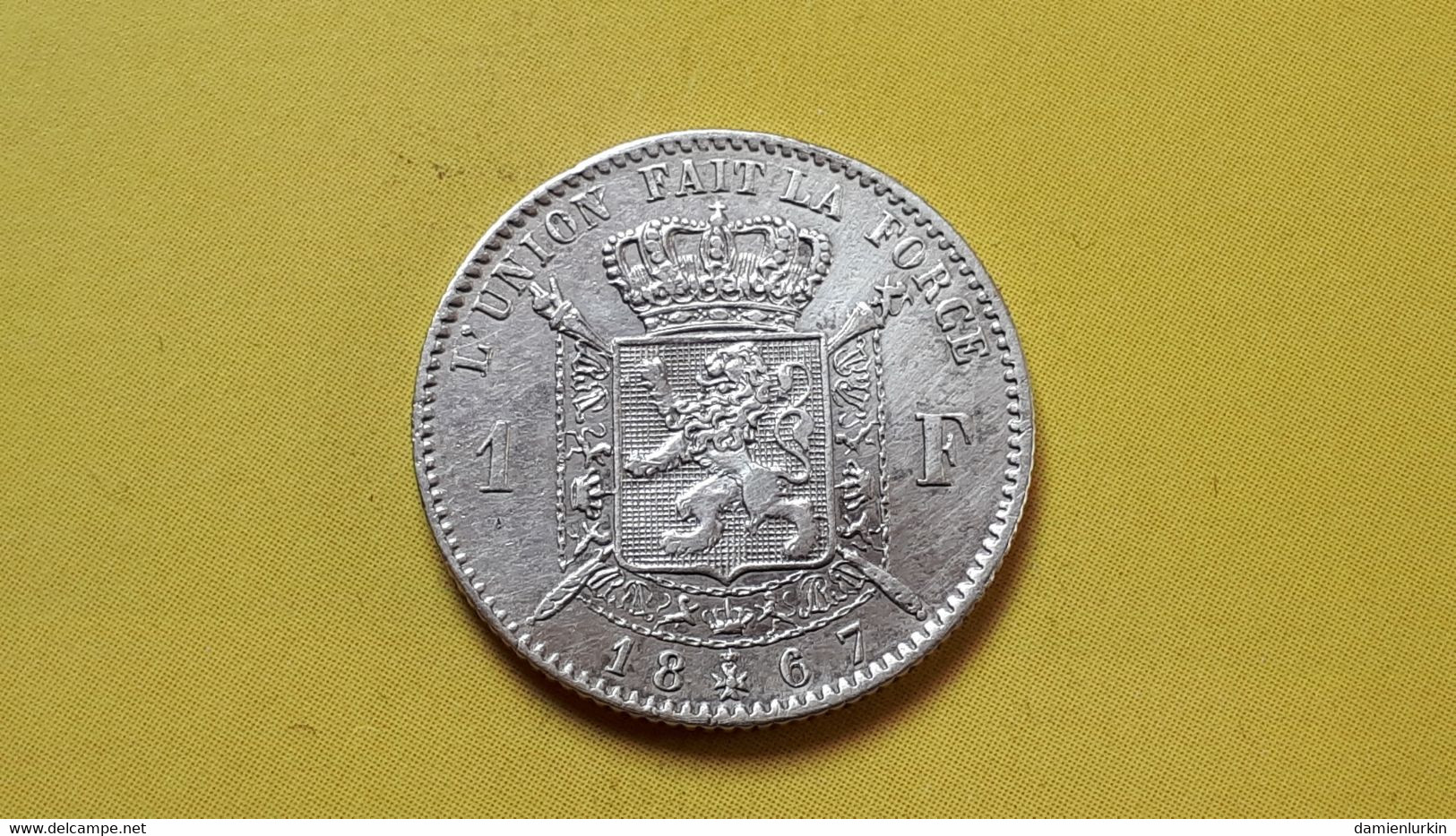 BELGIQUE LEOPOLD II SUPERBE 1 FRANC 1867 ARGENT  6 SUR 5 OU DOUBLE 6 COTES : 10€-40€-120€-325€ - 1 Frank