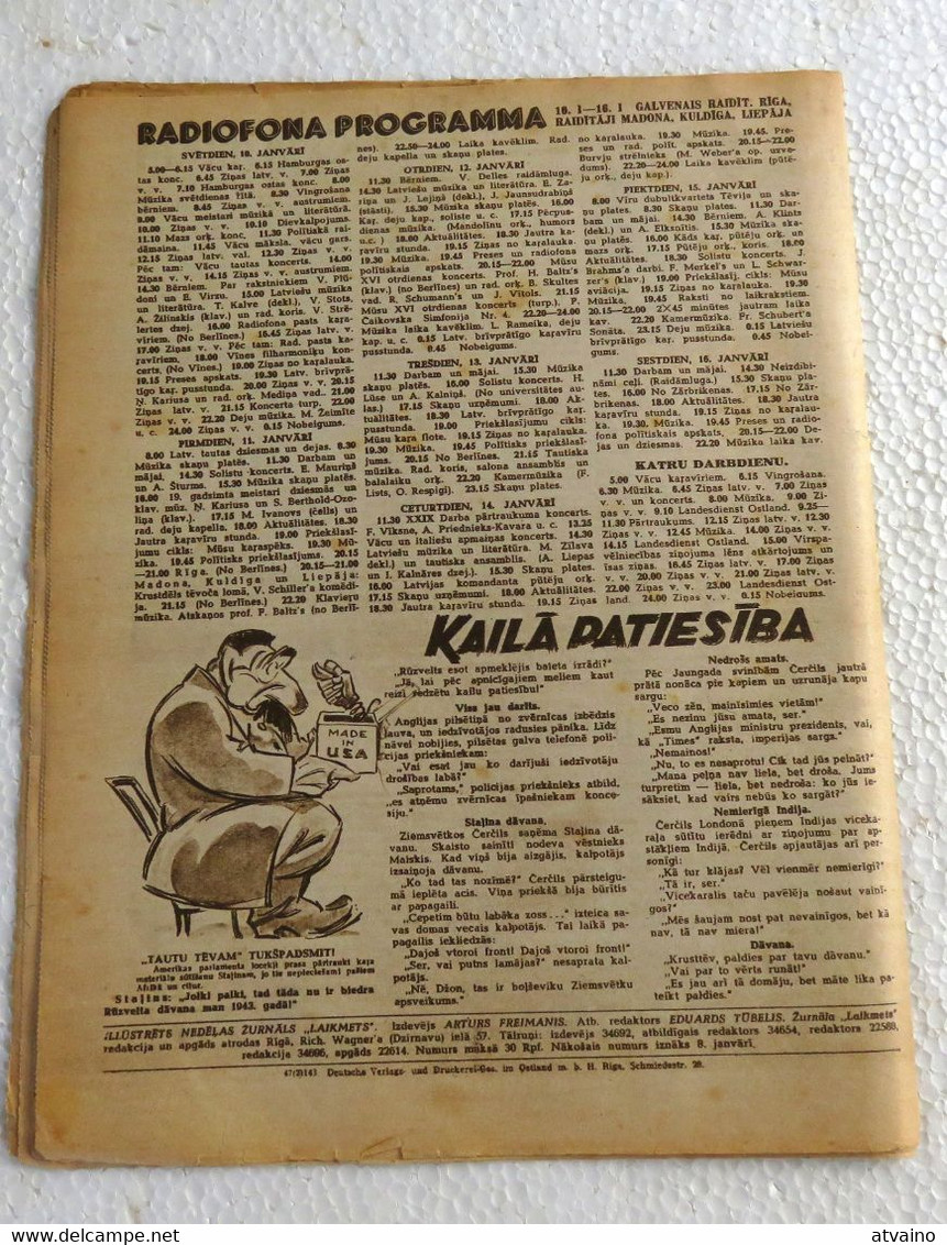 WW2 LATVIAN VINTAGE MAGAZINE "LAIKMETS" ISSUED 1943 YEAR - Otros & Sin Clasificación