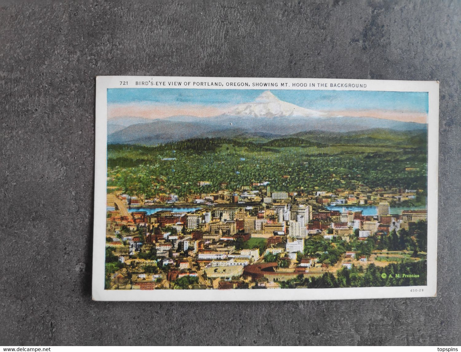 ED WESLEY CARTE POSTALE POSTCARD PORTLAND OREGON BIRD'S EYE VIEW MT HOOD ANNEES 30/40 TBE - Portland