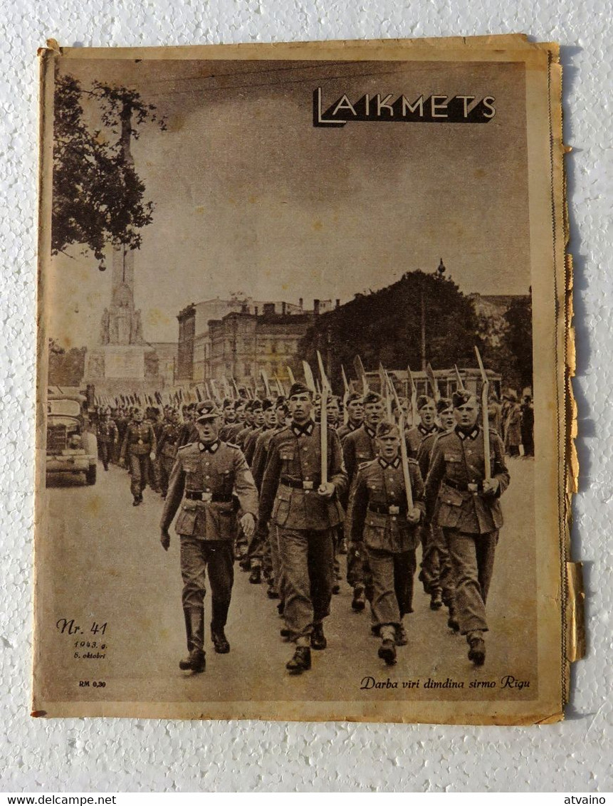 WW2 LATVIAN VINTAGE MAGAZINE "LAIKMETS" ISSUED 1943 YEAR - Sonstige & Ohne Zuordnung