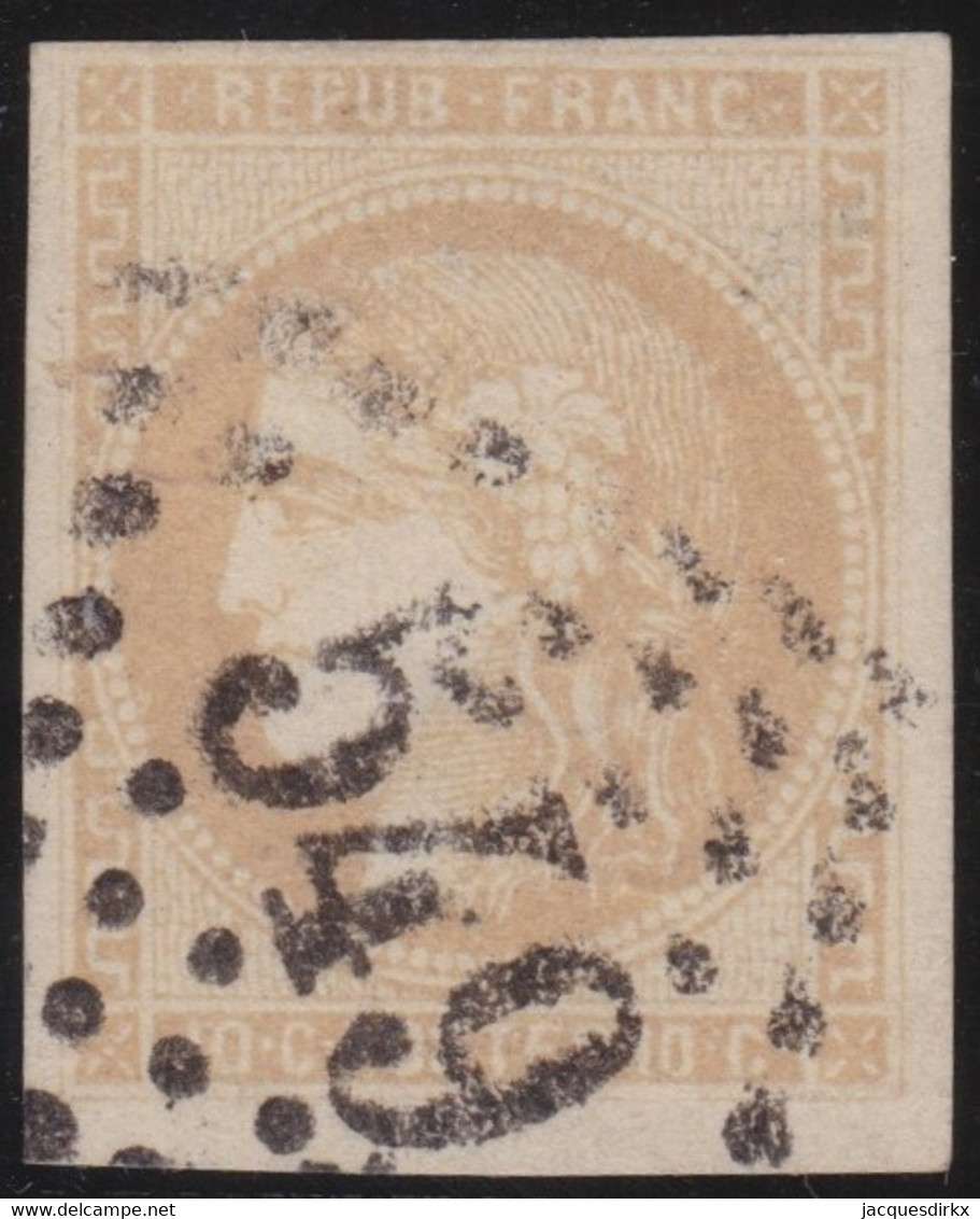 France   .    Y&T   .   43   (2 Scans)     .     O      .    Oblitéré  Avec Une Carnière Sur Le Dos - 1870 Ausgabe Bordeaux