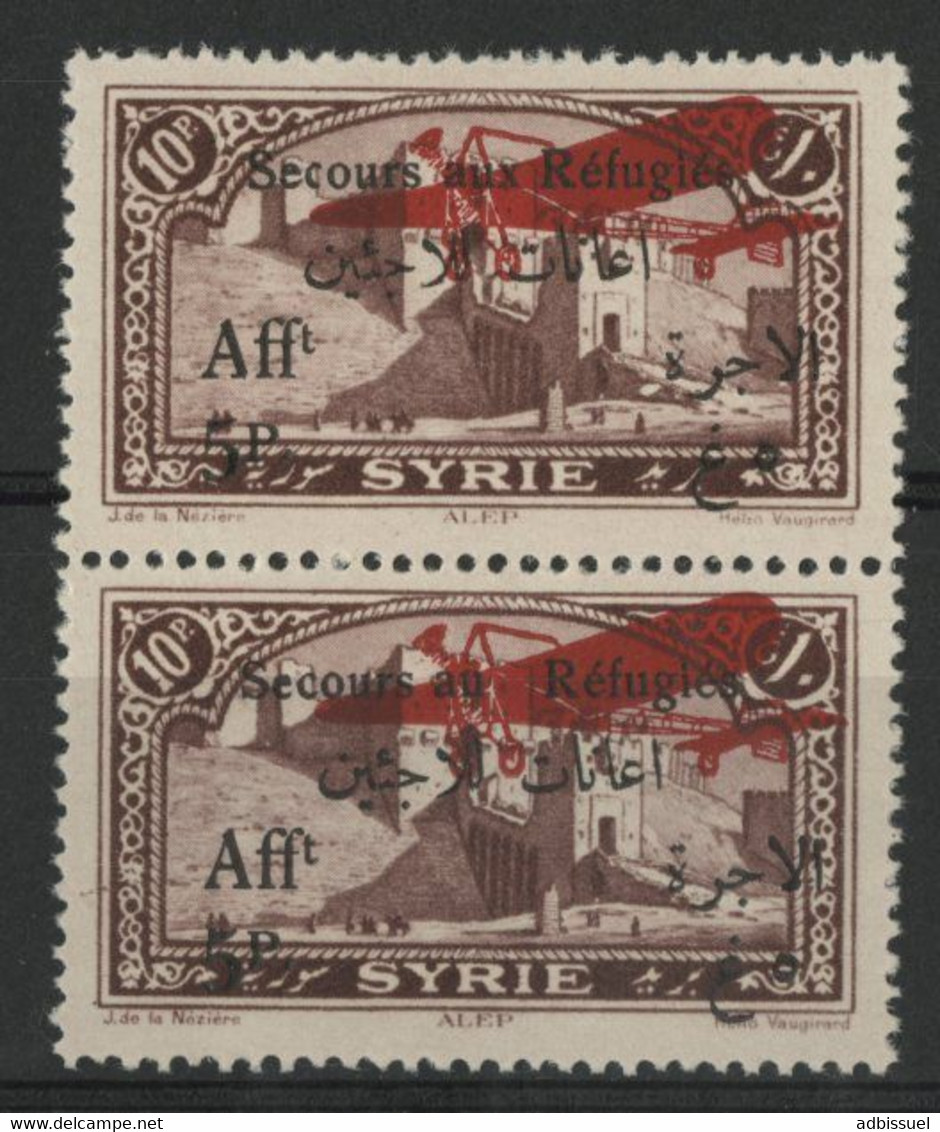 SYRIE POSTE AERIENNE VARIETE Sans X à "au Réfugiés" Cote 150 € Neuf Sans Charnière ** (MNH) Qualité TB - Luchtpost