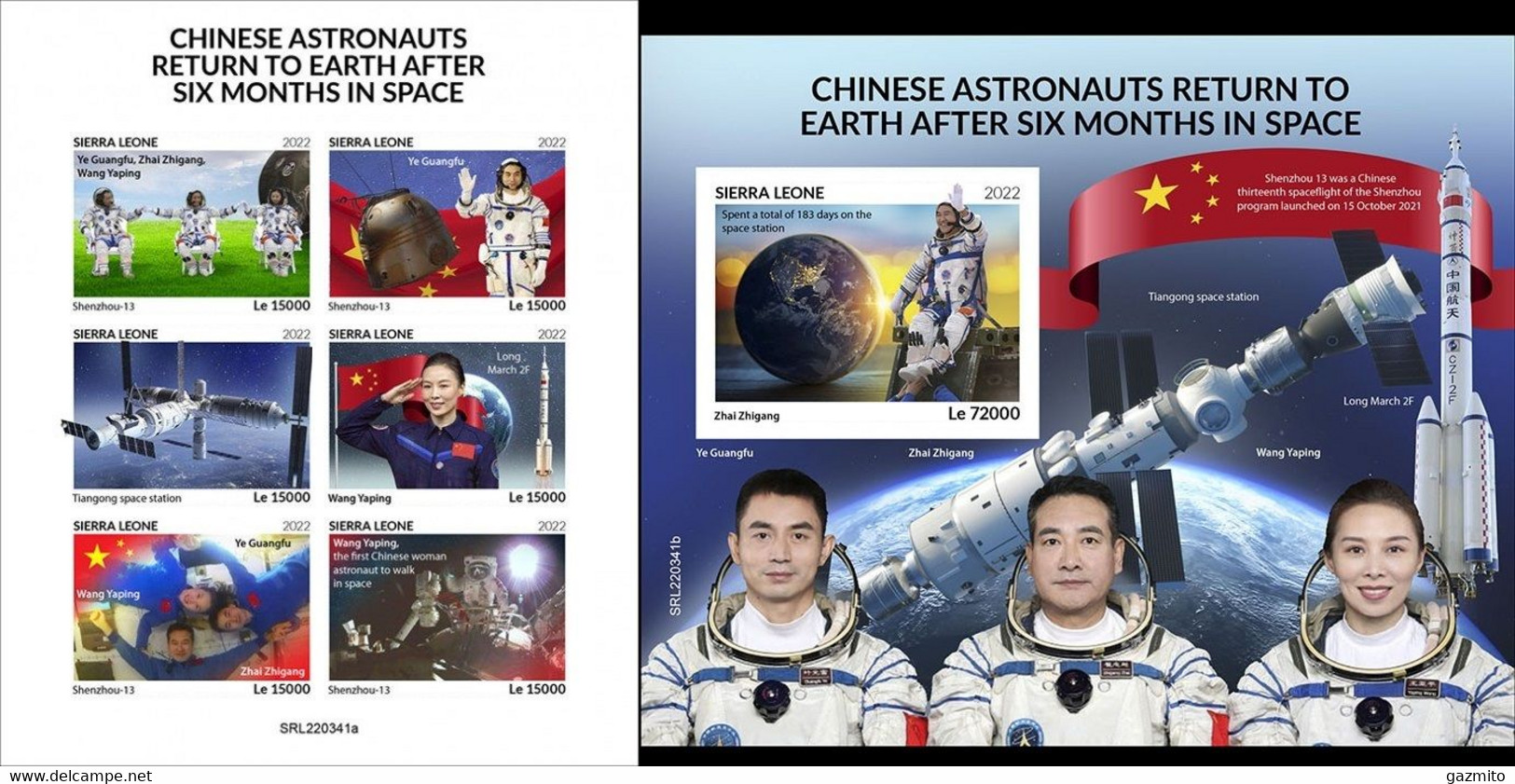 Sierra Leone 2022, Space, Chinese Astronauts, 6val In BF+BF IMPERFORATED - Africa